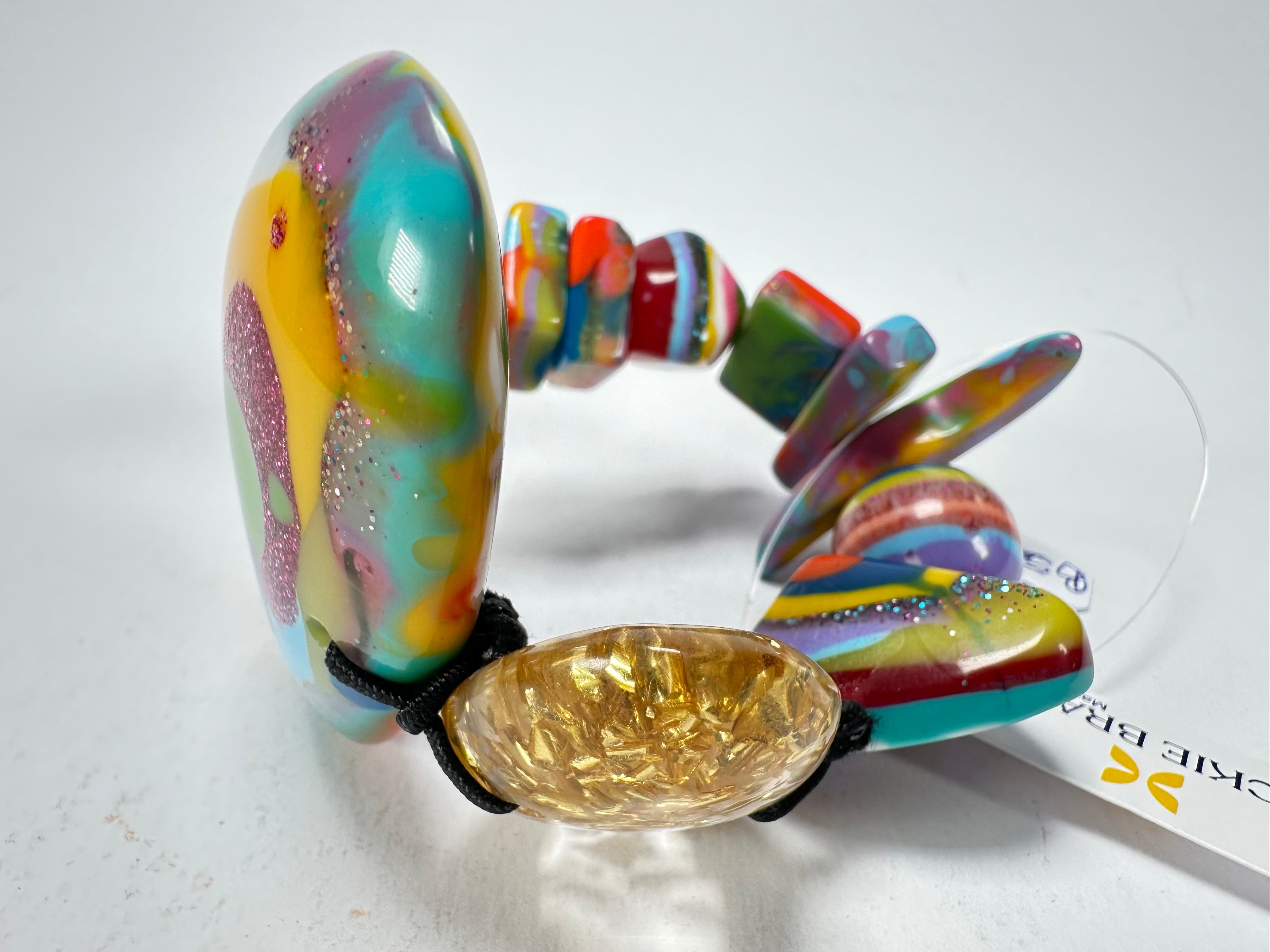 Jackie Brazil "Fusion" Mix Colours Multi Bead Resin Bracelet ( B0050 )