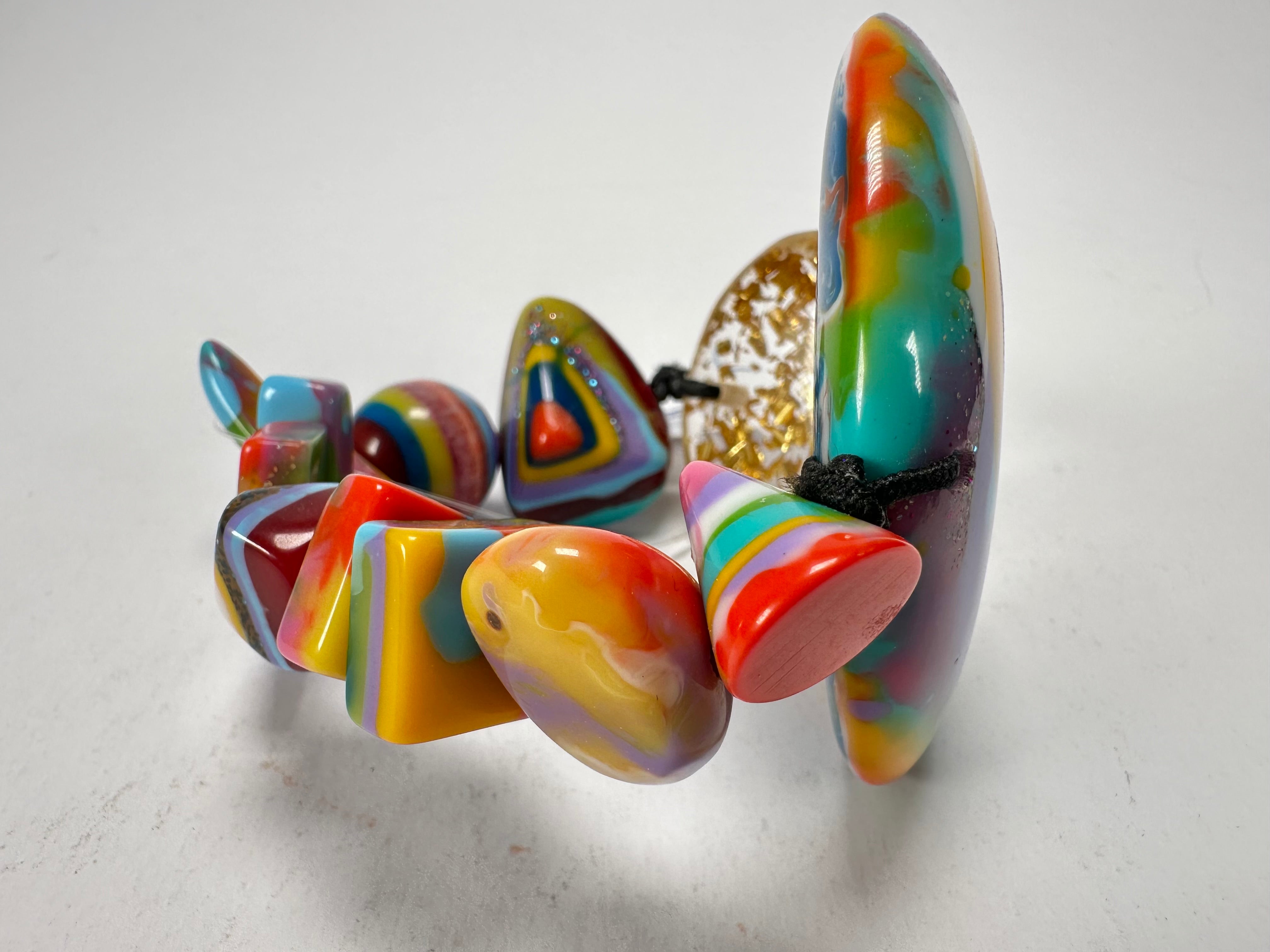 Jackie Brazil "Fusion" Mix Colours Multi Bead Resin Bracelet ( B0050 )
