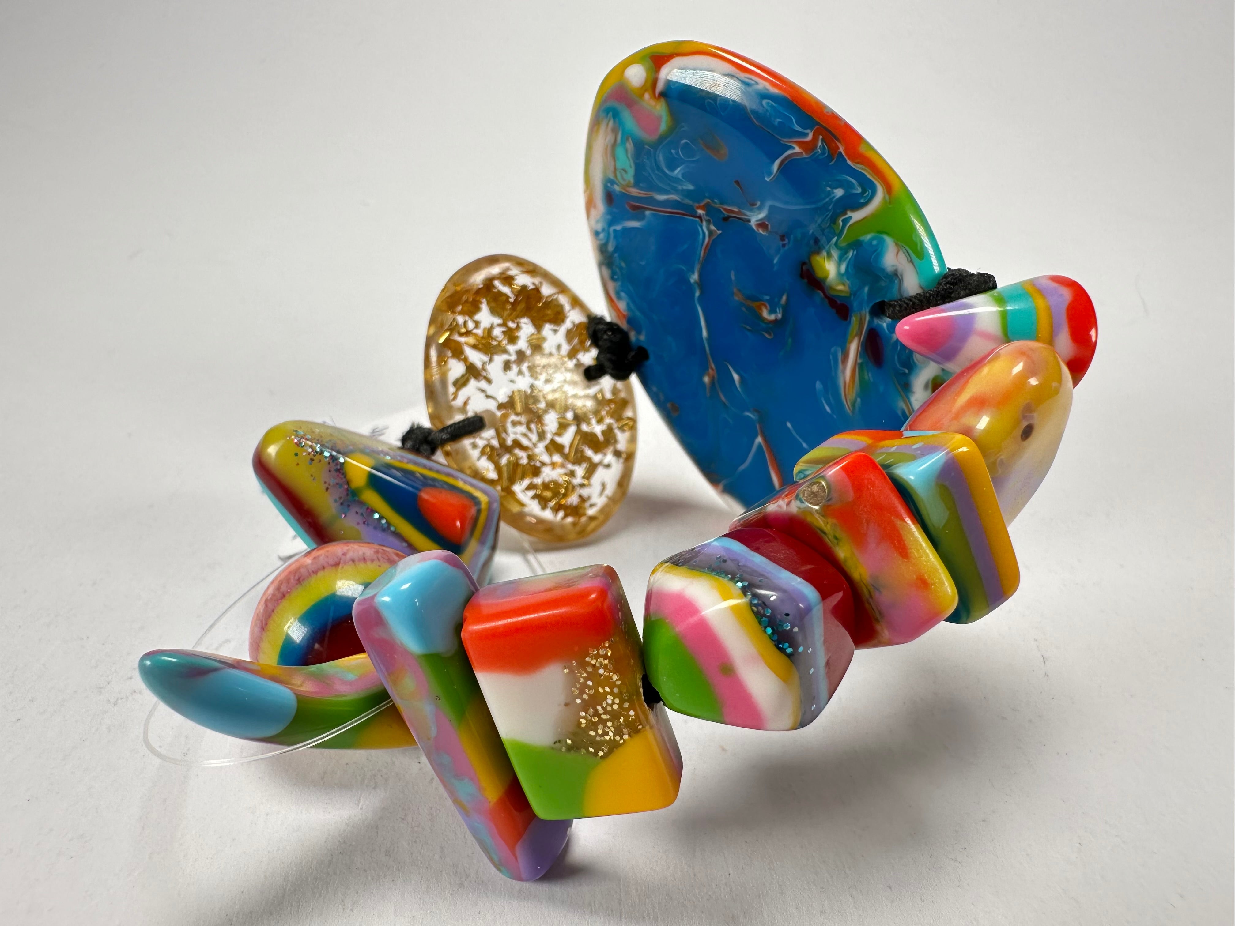 Jackie Brazil "Fusion" Mix Colours Multi Bead Resin Bracelet ( B0050 )