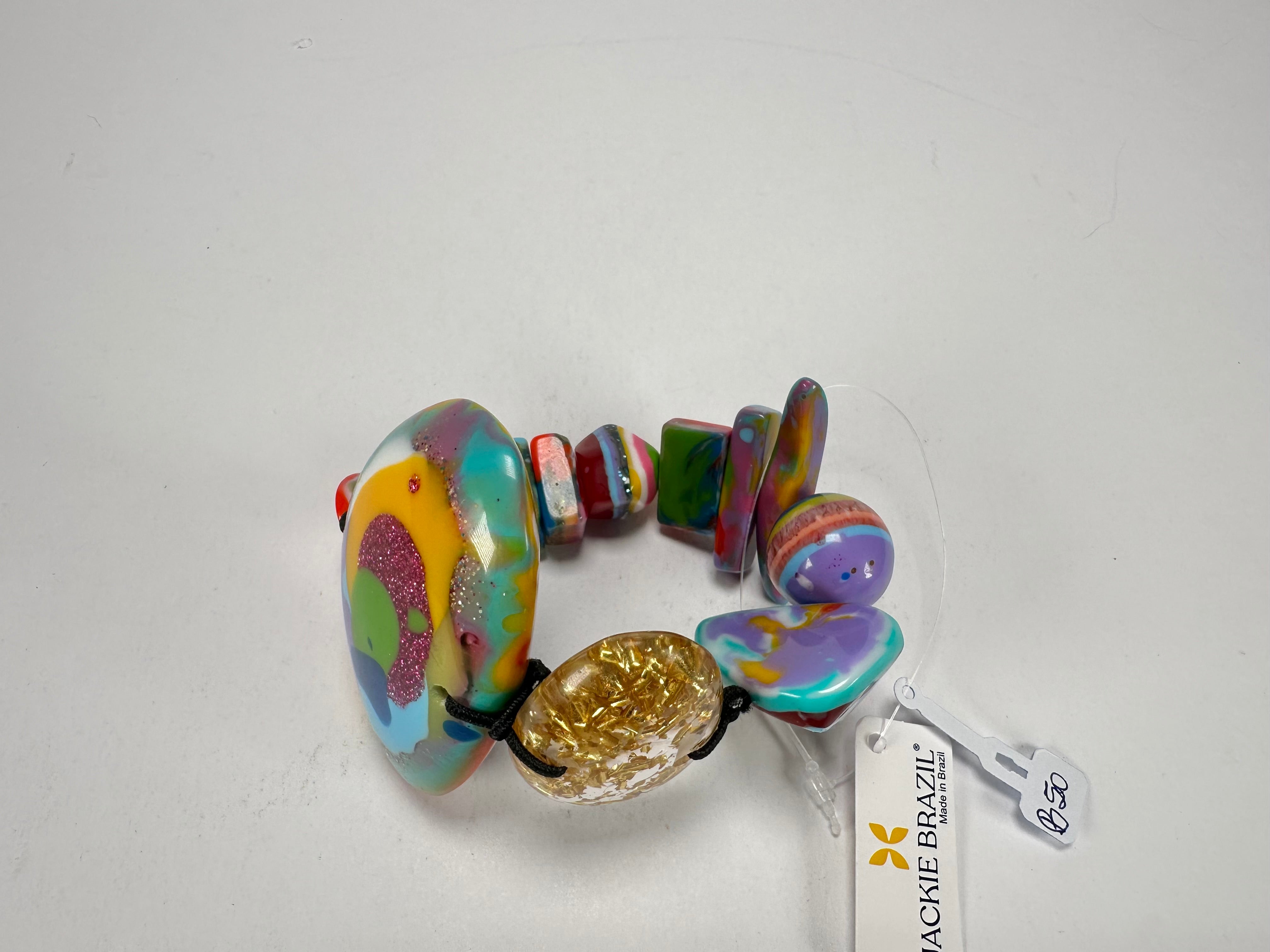 Jackie Brazil "Fusion" Mix Colours Multi Bead Resin Bracelet ( B0050 )