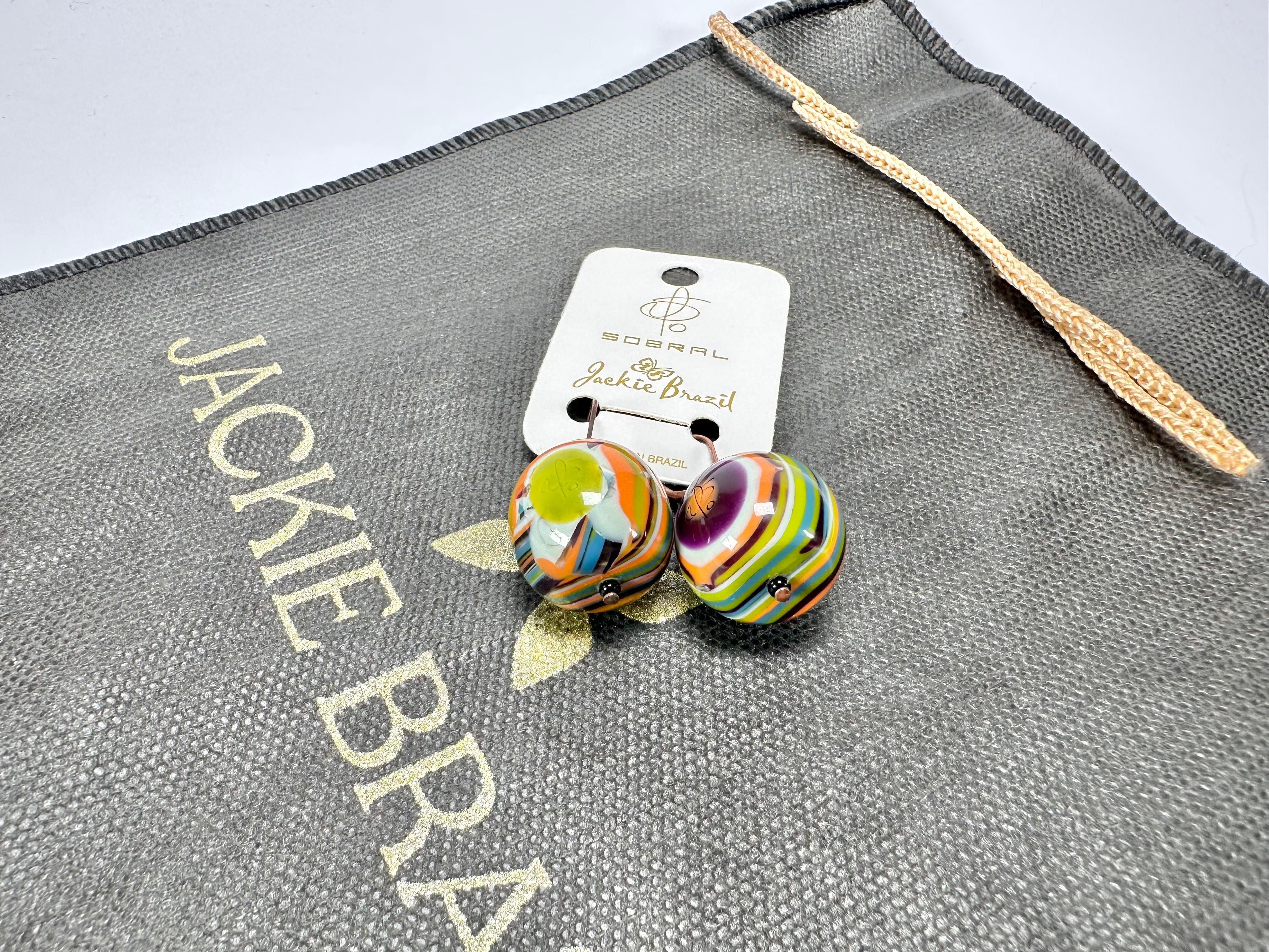 Jackie Brazil "Cat Eyes" Liquorice Balls Winter Mix Short Resin Earrings ( E0960 )