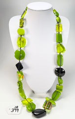 Jackie Brazil "Indiana" Green Mix Multi-Bead Long Resin 110cm Necklace ( N0038 )