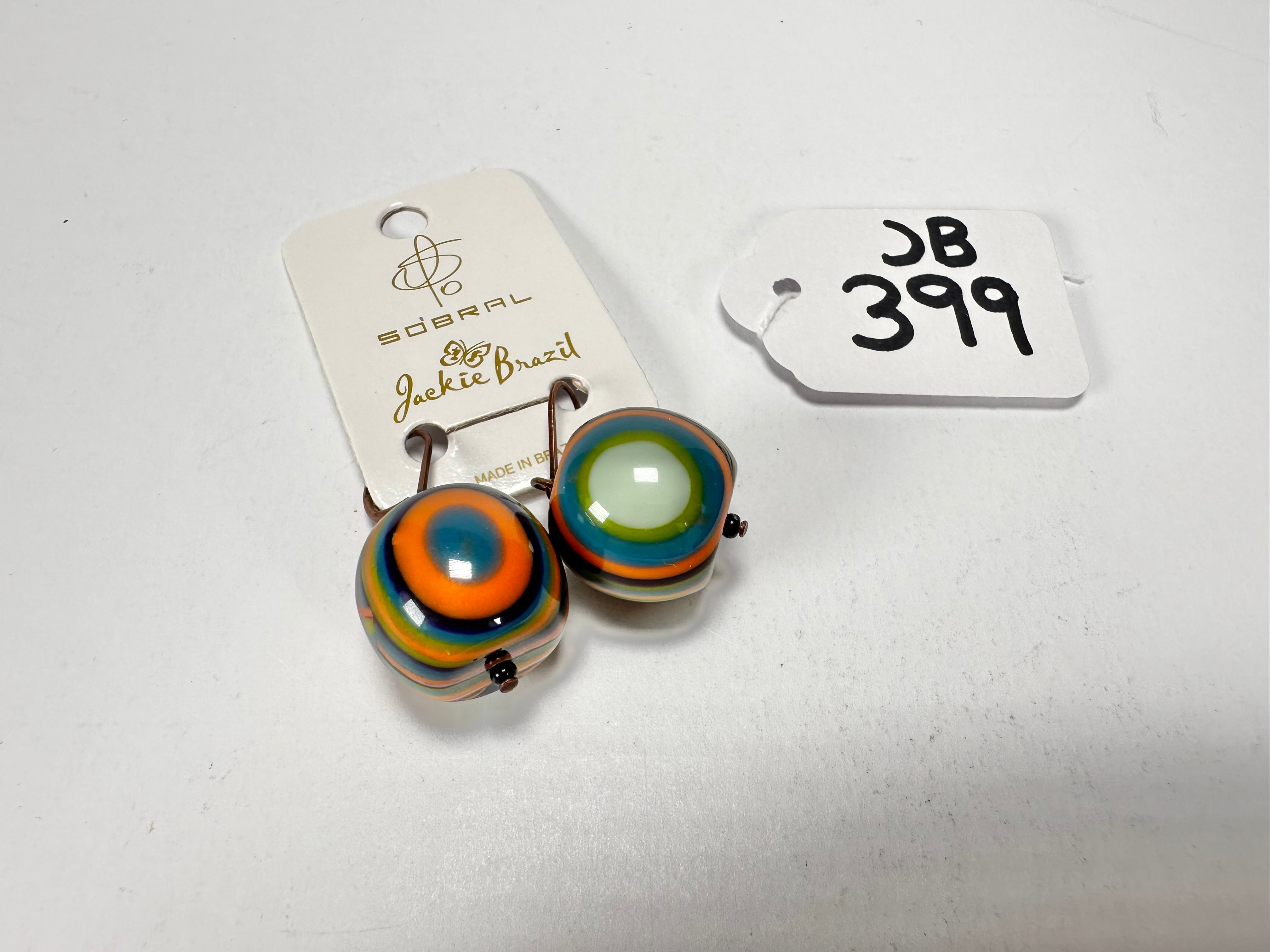 Jackie Brazil "Cat Eyes" Liquorice Balls Winter Mix Short Resin Earrings ( E0960 )
