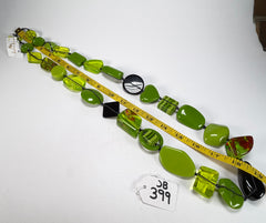 Jackie Brazil "Indiana" Green Mix Multi-Bead Long Resin 110cm Necklace ( N0038 )