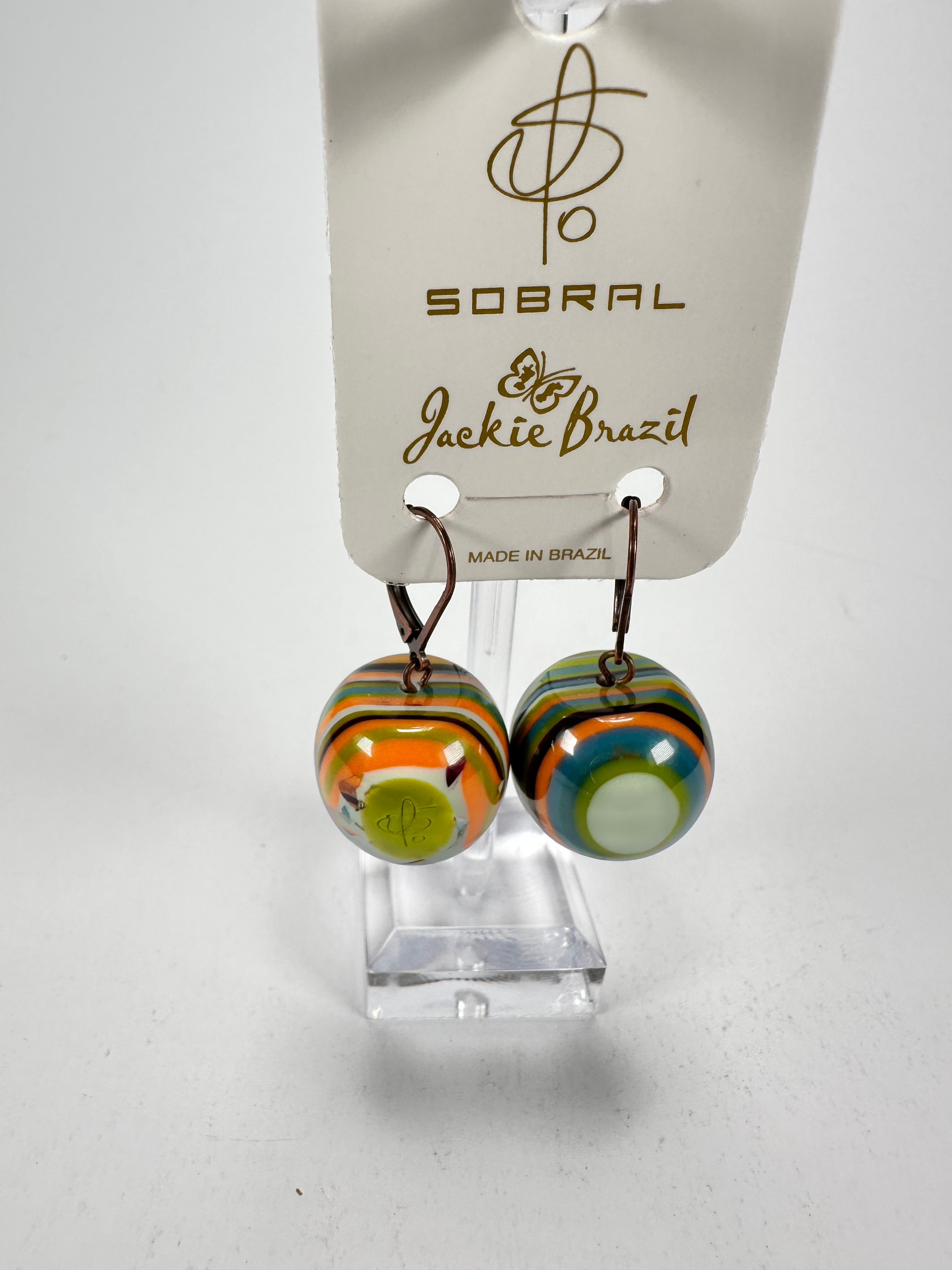 Jackie Brazil "Cat Eyes" Liquorice Balls Winter Mix Short Resin Earrings ( E0960 )