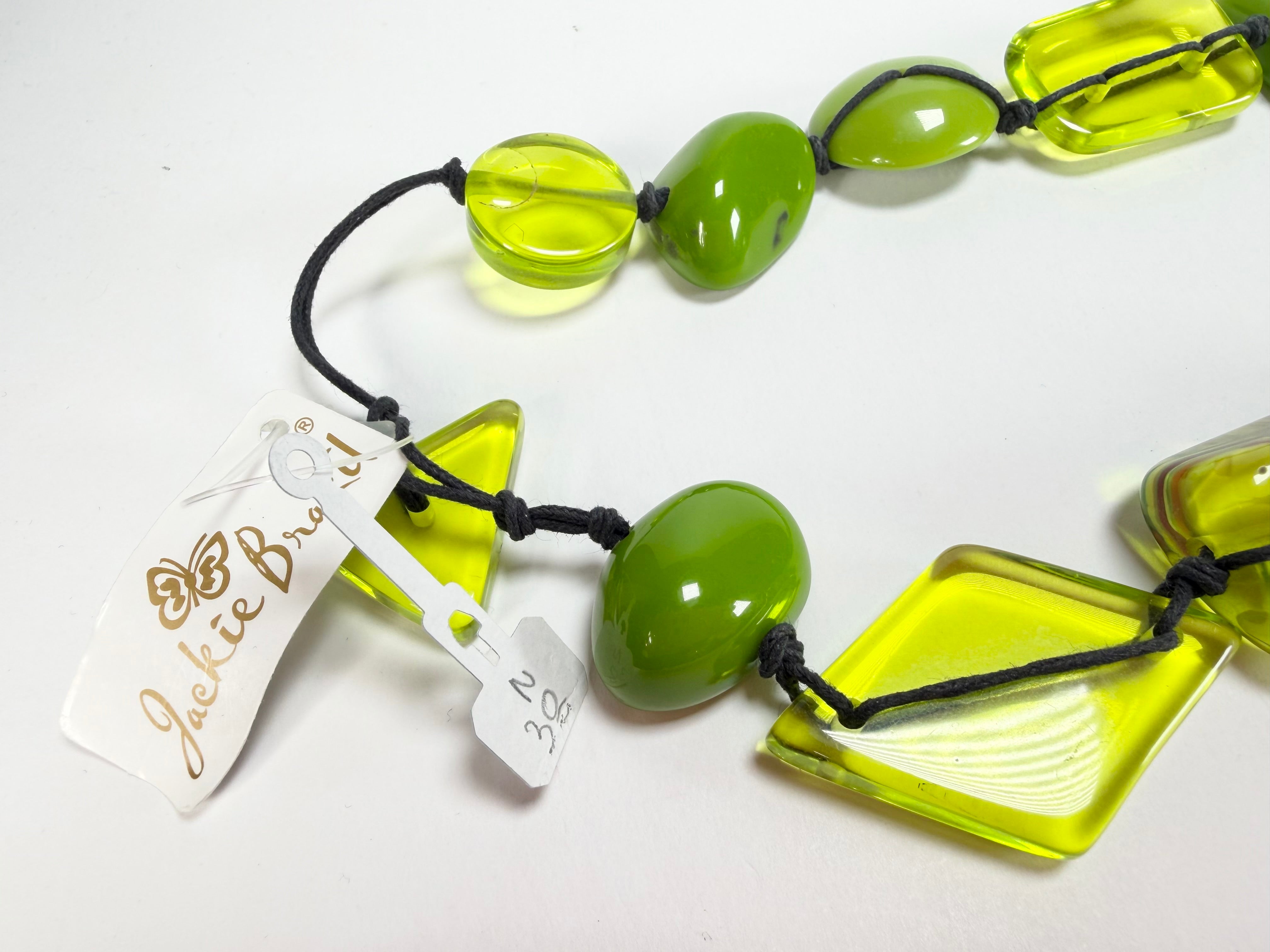 Jackie Brazil "Indiana" Green Mix Multi-Bead Long Resin 110cm Necklace ( N0038 )