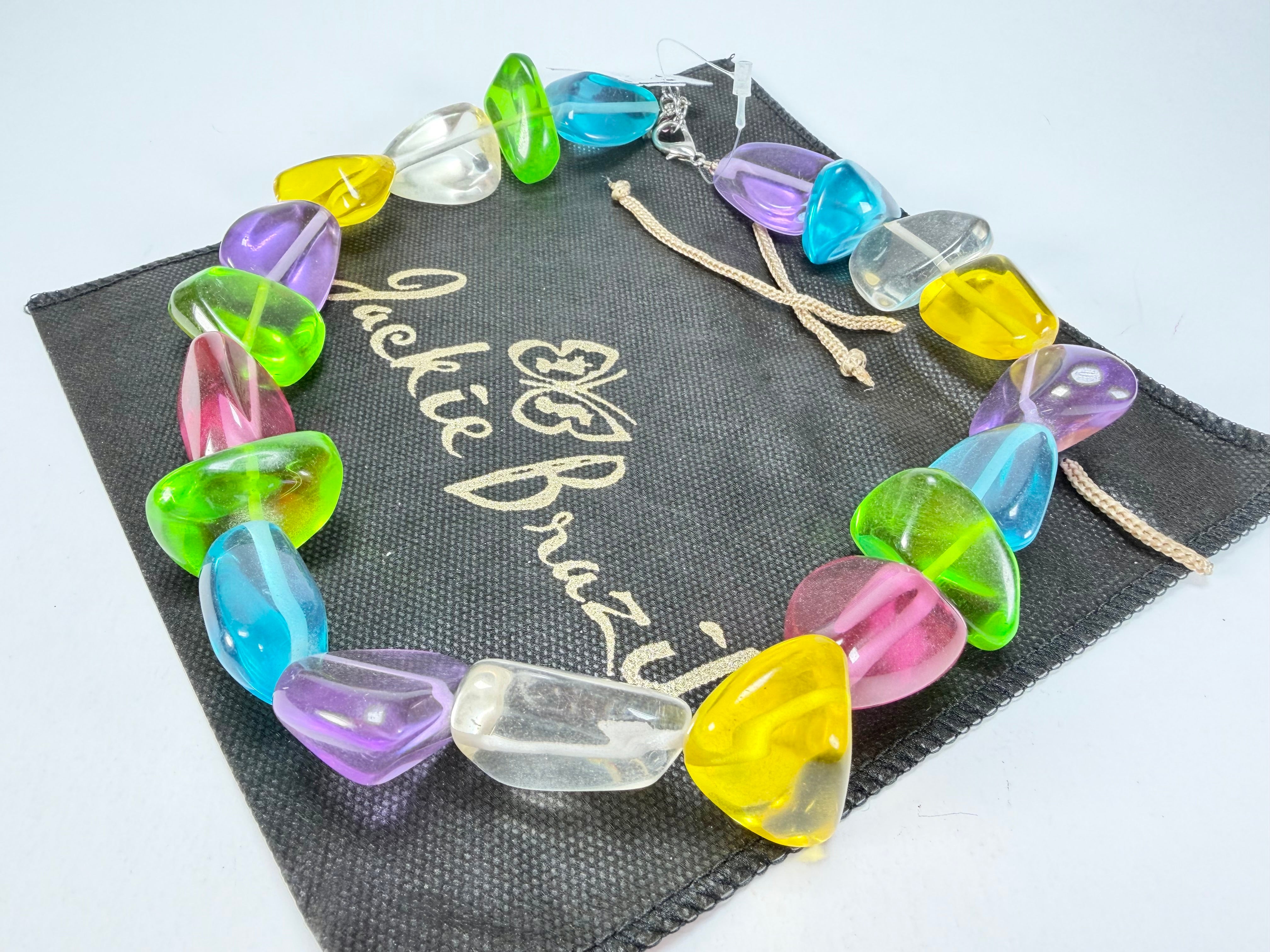 Jackie Brazil "Diamonds" Transparent Paris Mix Flintstone Bone 55cm Necklace ( N0061 )