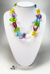 Jackie Brazil "Diamonds" Transparent Paris Mix Flintstone Bone 55cm Necklace ( N0061 )