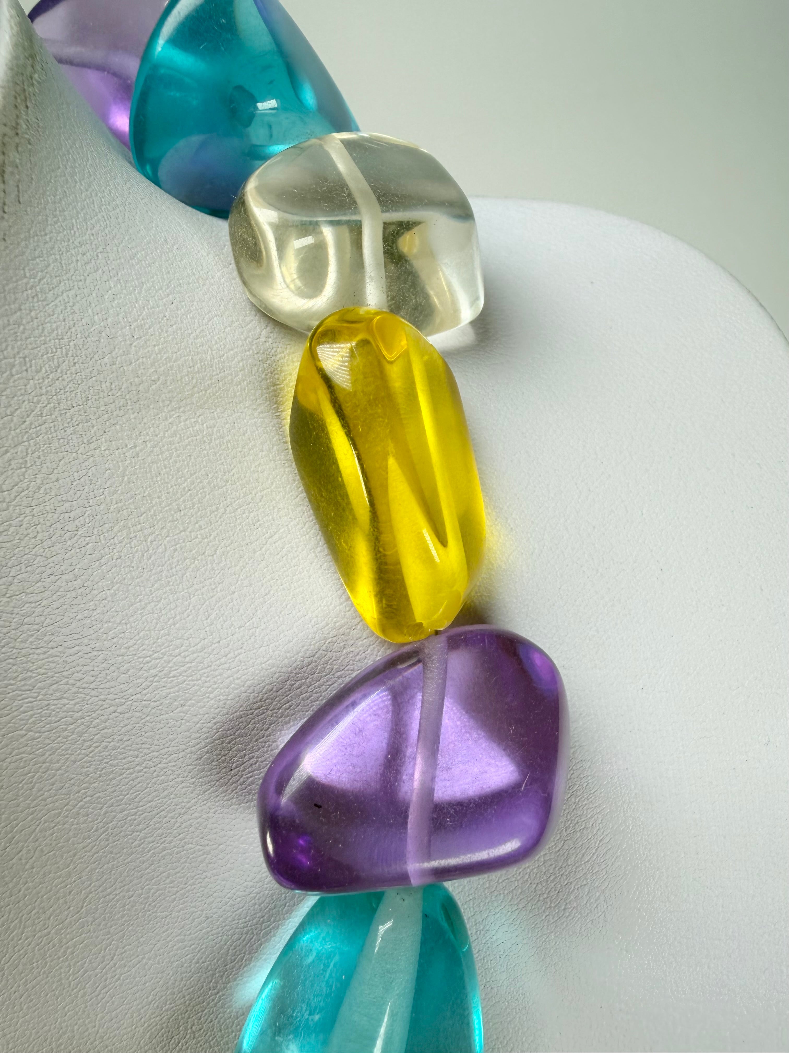 Jackie Brazil "Diamonds" Transparent Paris Mix Flintstone Bone 55cm Necklace ( N0061 )