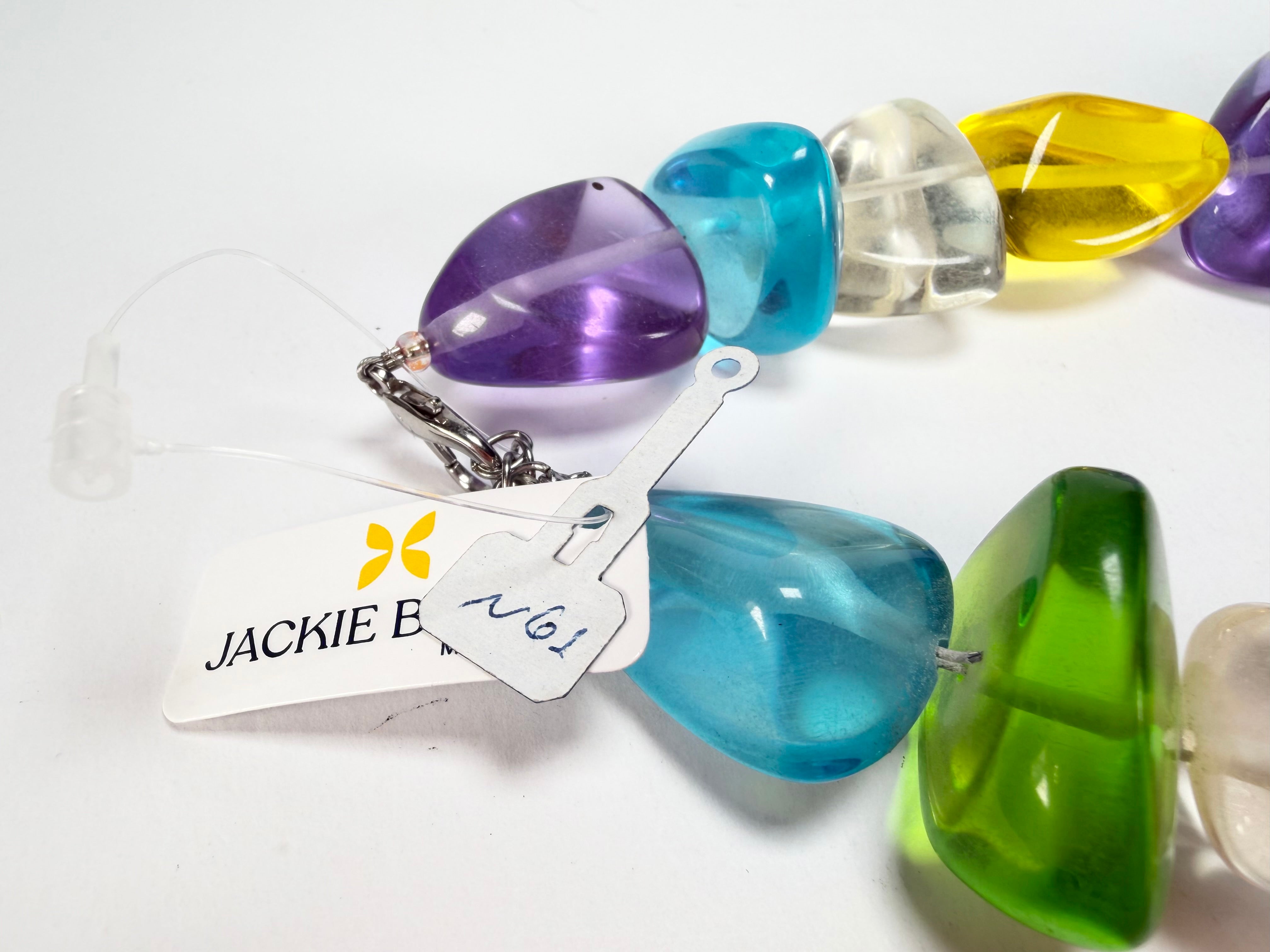 Jackie Brazil "Diamonds" Transparent Paris Mix Flintstone Bone 55cm Necklace ( N0061 )