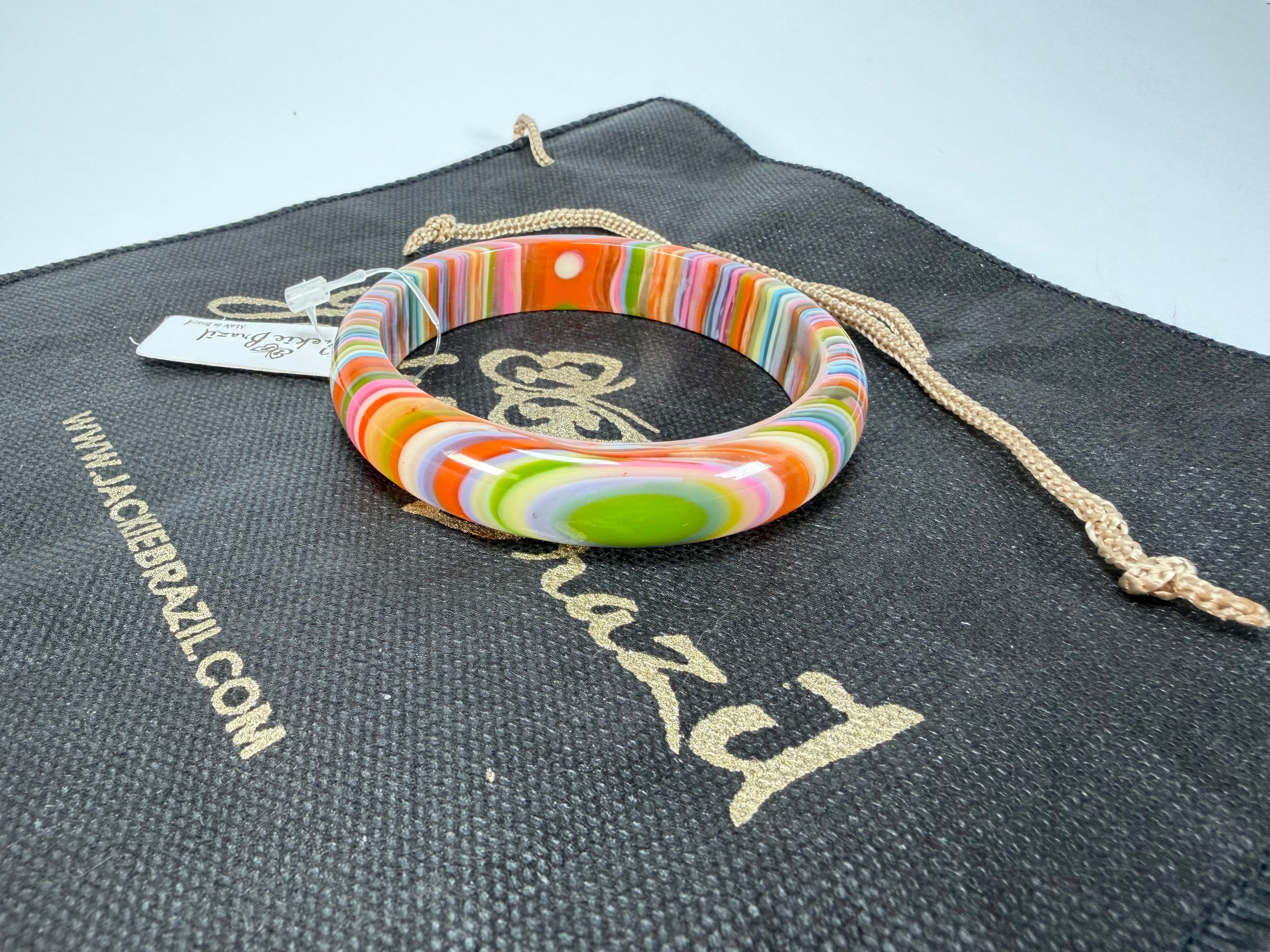 Jackie Brazil "Thin Cat Eye" Liquorice Allsorts with Cat Eye Spring Colour 1.3cm Resin Bangle ( B1151 )