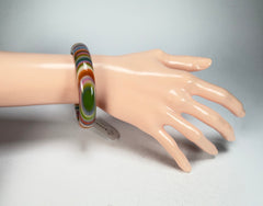 Jackie Brazil "Thin Cat Eye" Liquorice Allsorts with Cat Eye Spring Colour 1.3cm Resin Bangle ( B1151 )