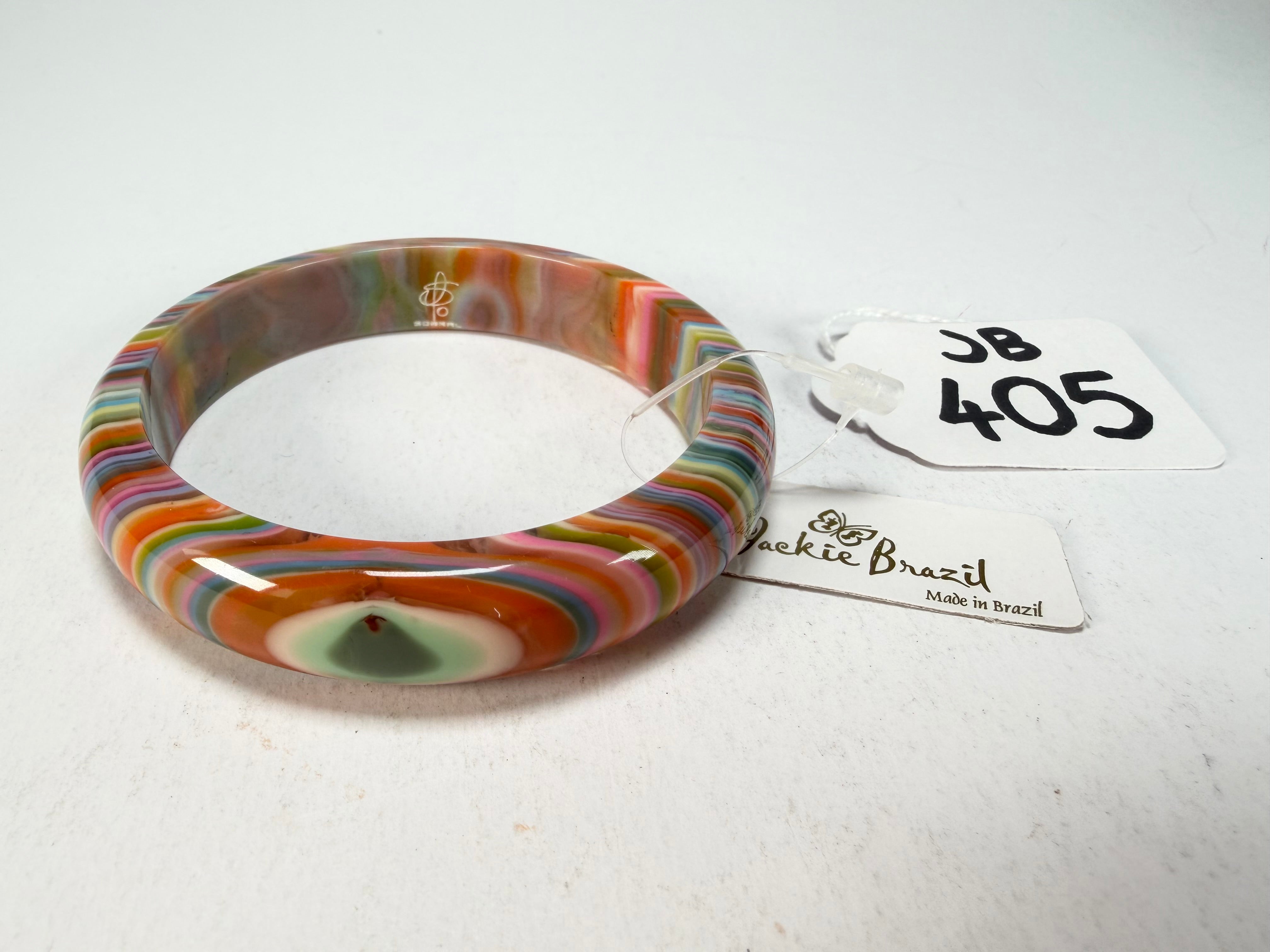Jackie Brazil "Thin Cat Eye" Liquorice Allsorts with Cat Eye Spring Colour 1.3cm Resin Bangle ( B1151 )