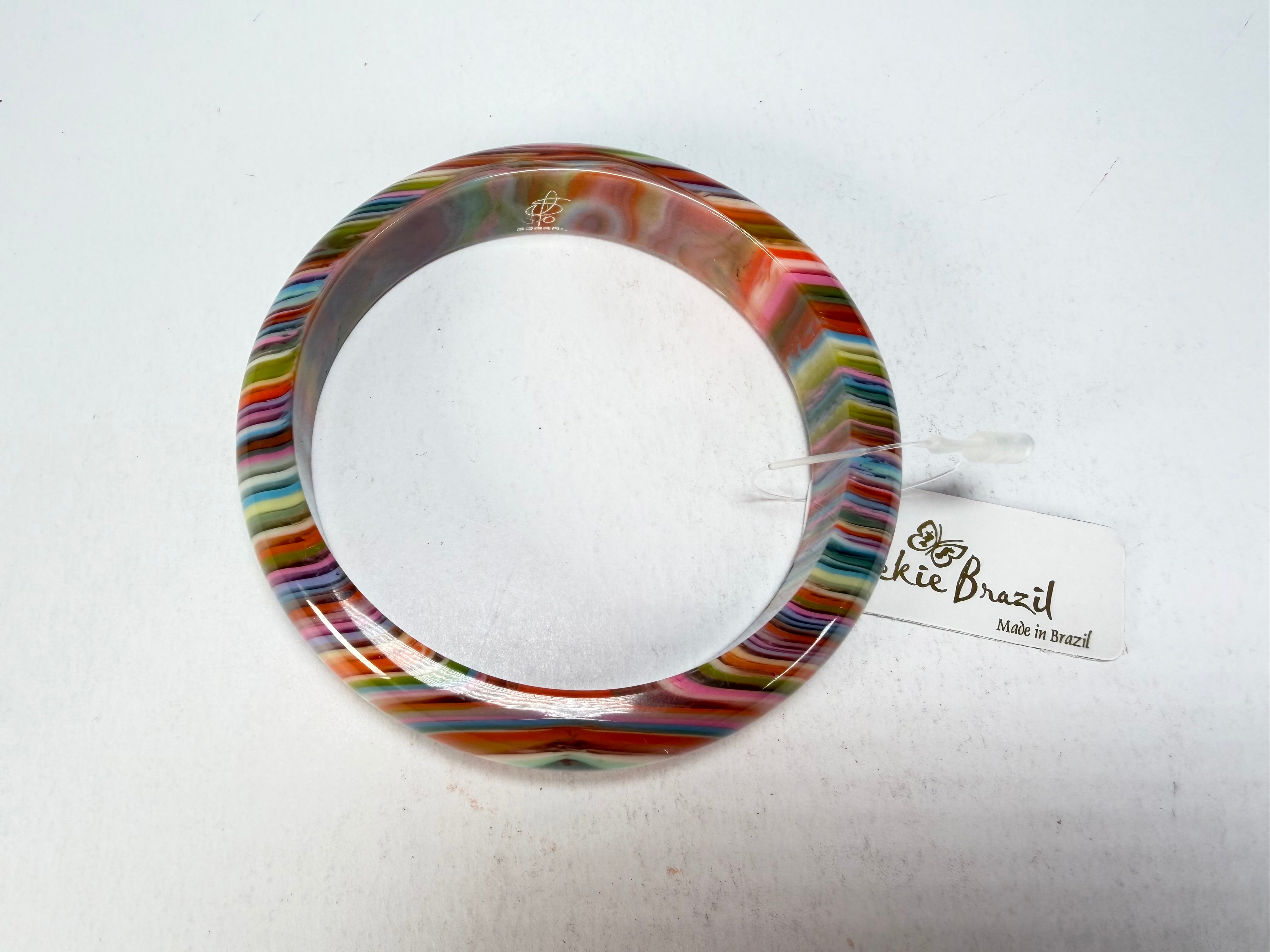 Jackie Brazil "Thin Cat Eye" Liquorice Allsorts with Cat Eye Spring Colour 1.3cm Resin Bangle ( B1151 )