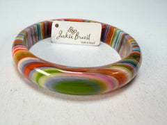 Jackie Brazil "Thin Cat Eye" Liquorice Allsorts with Cat Eye Spring Colour 1.3cm Resin Bangle ( B1151 )