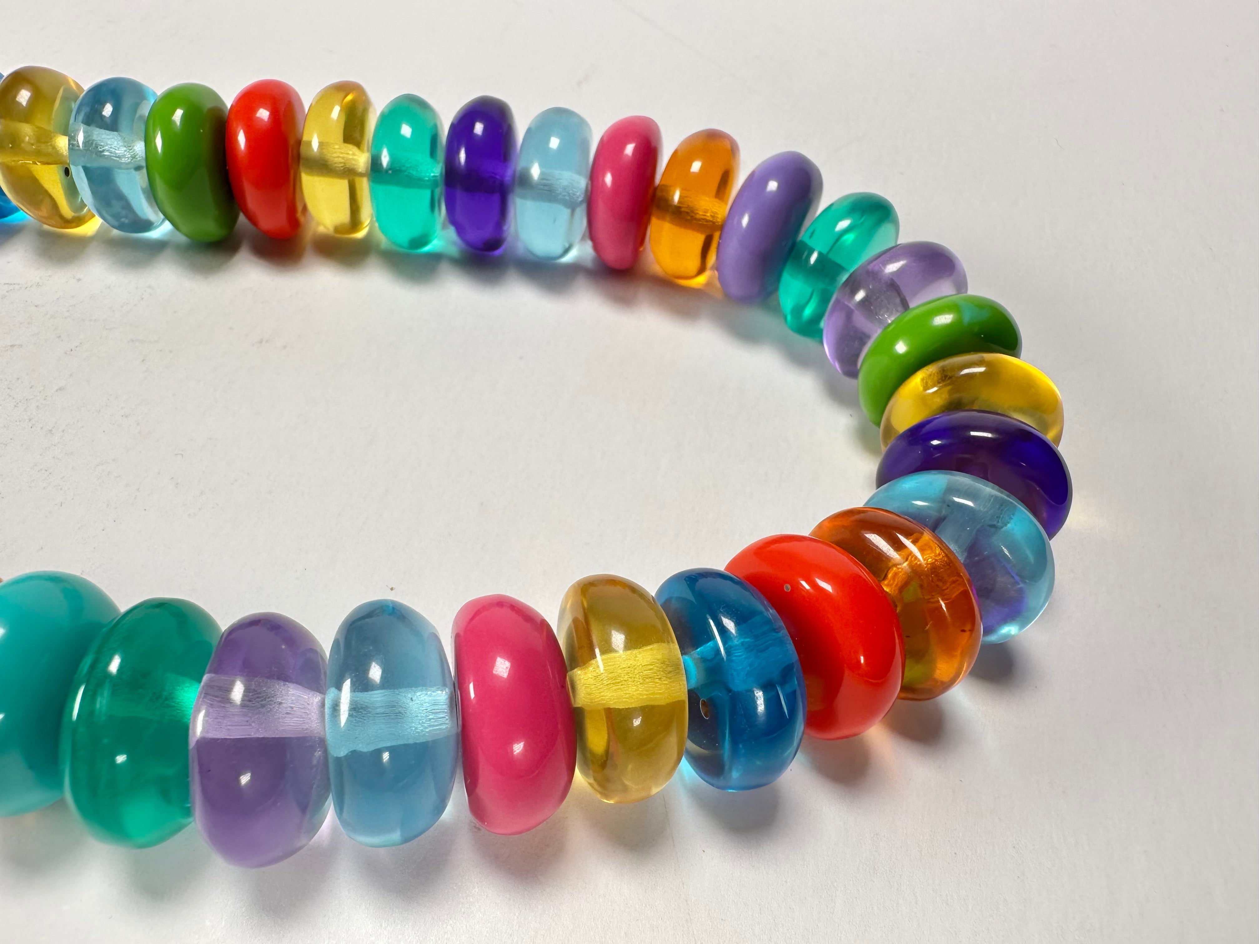 Jackie Brazil "Bela" Transparent Summer Mix Resin Mini Wheels 70cm Necklace ( N0043 )