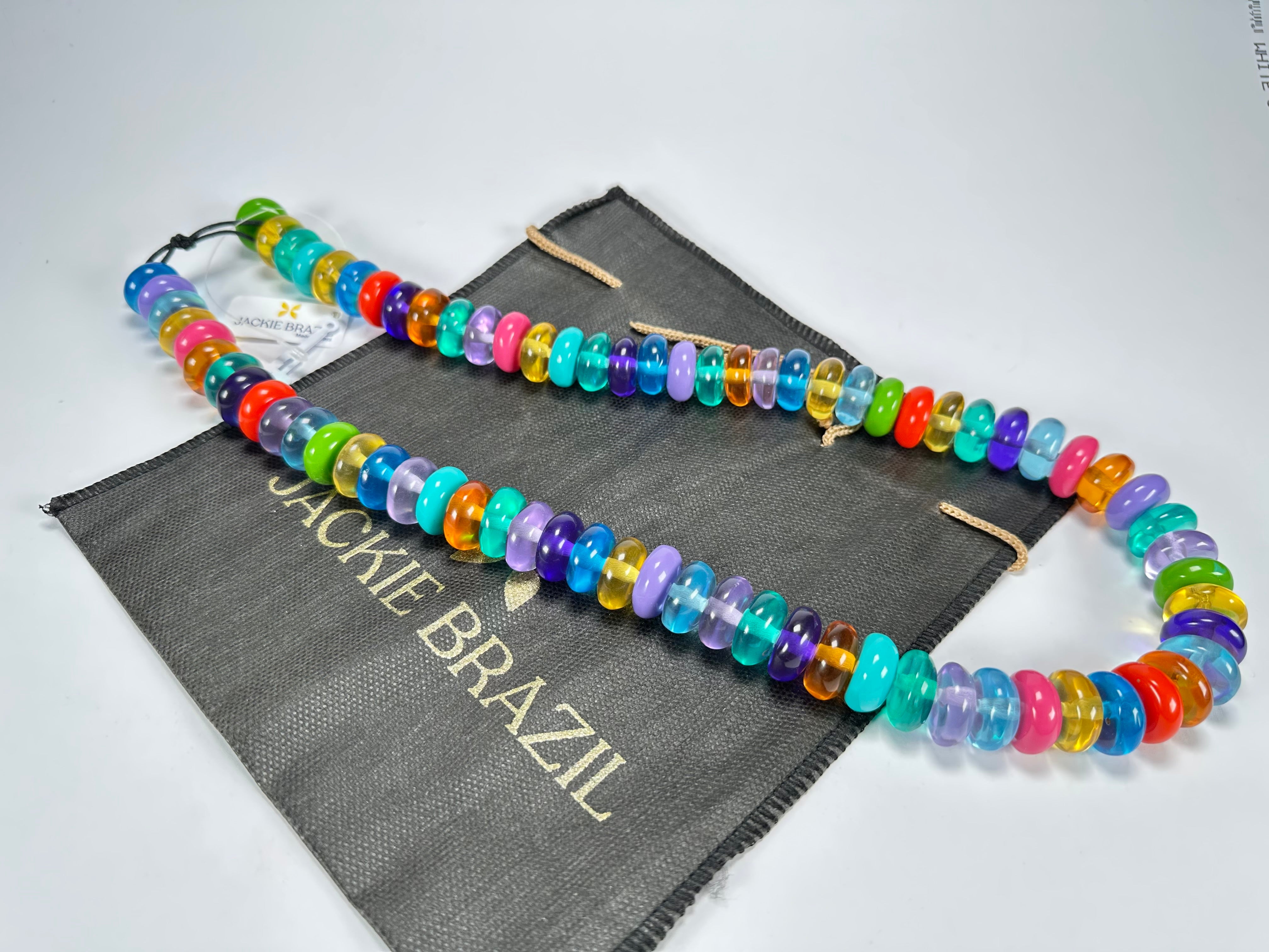 Jackie Brazil "Bela" Transparent Summer Mix Resin Mini Wheels 70cm Necklace ( N0043 )