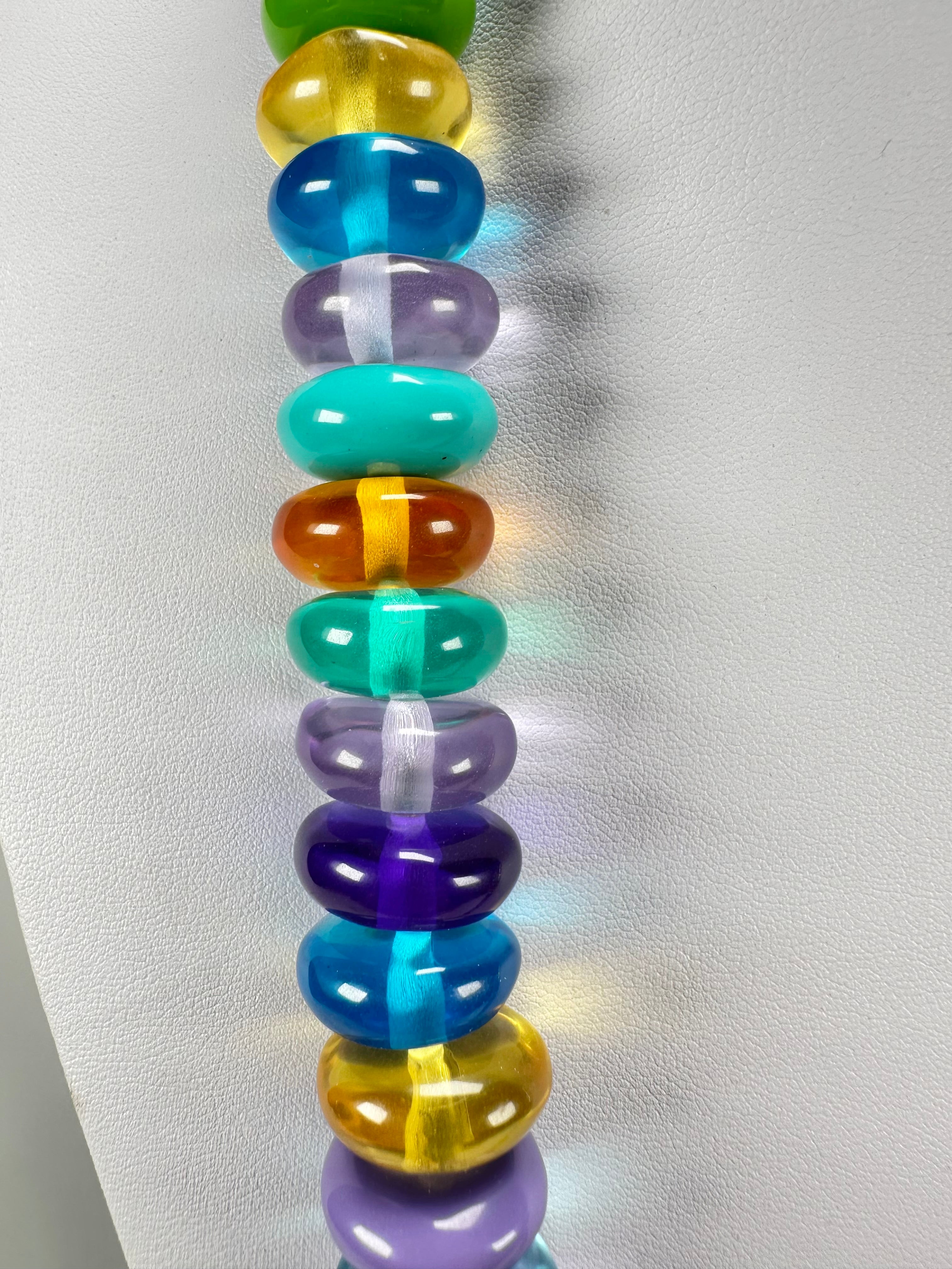 Jackie Brazil "Bela" Transparent Summer Mix Resin Mini Wheels 70cm Necklace ( N0043 )