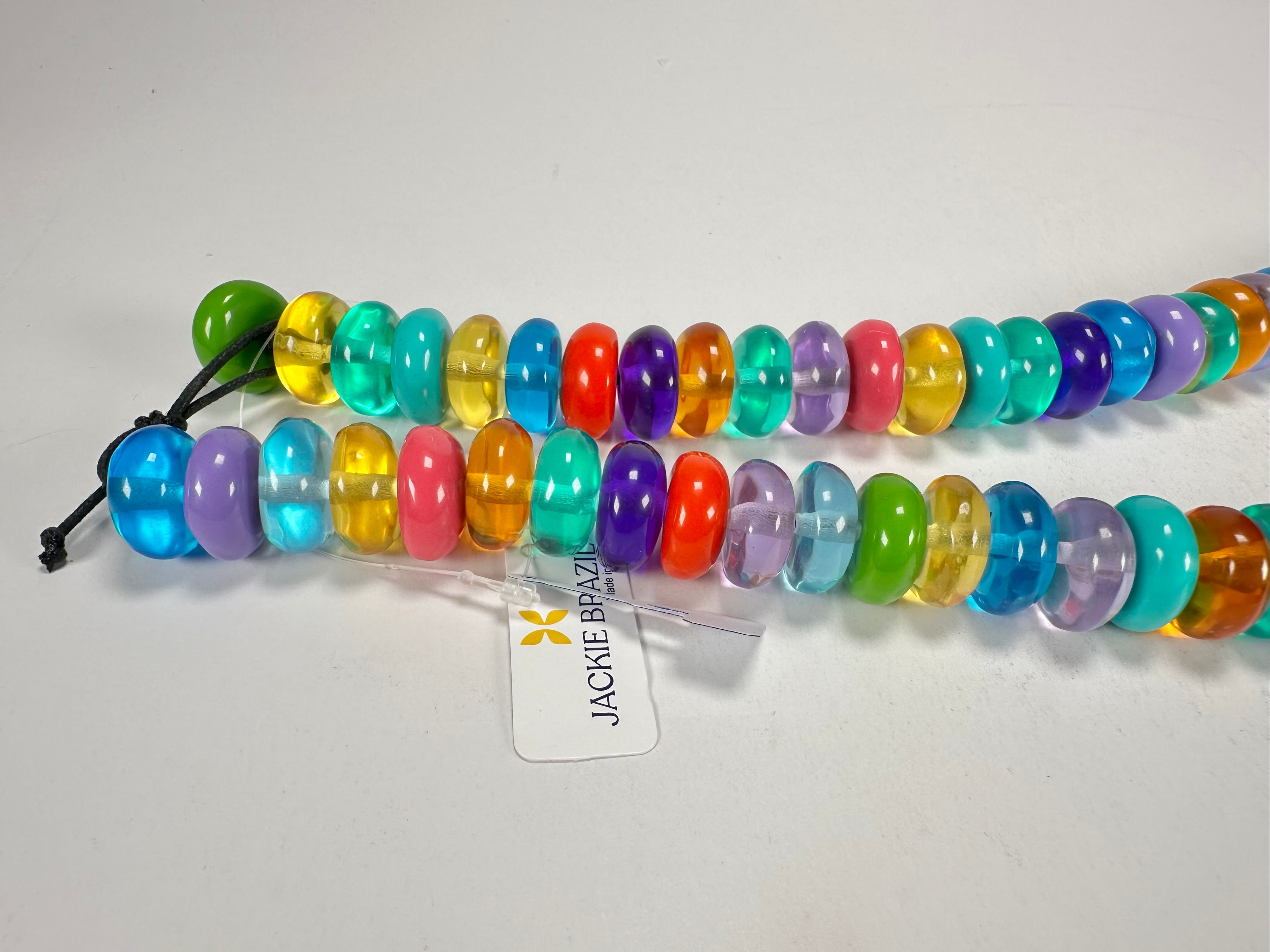 Jackie Brazil "Bela" Transparent Summer Mix Resin Mini Wheels 70cm Necklace ( N0043 )