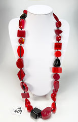 Jackie Brazil "Indiana" Passion Mix Multi-Bead Long Resin 110cm Necklace ( N0038 )