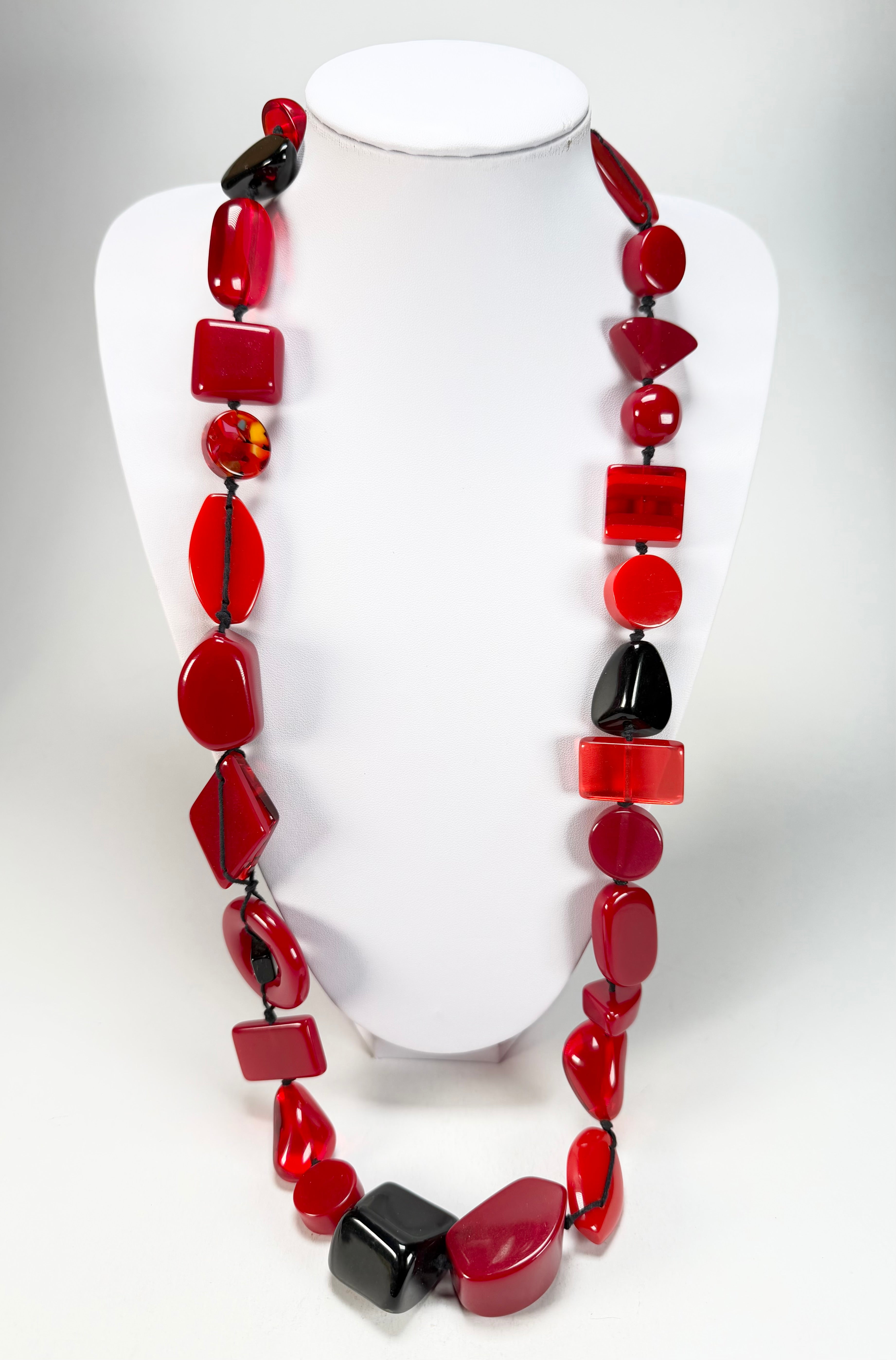 Jackie Brazil "Indiana" Passion Mix Multi-Bead Long Resin 110cm Necklace ( N0038 )