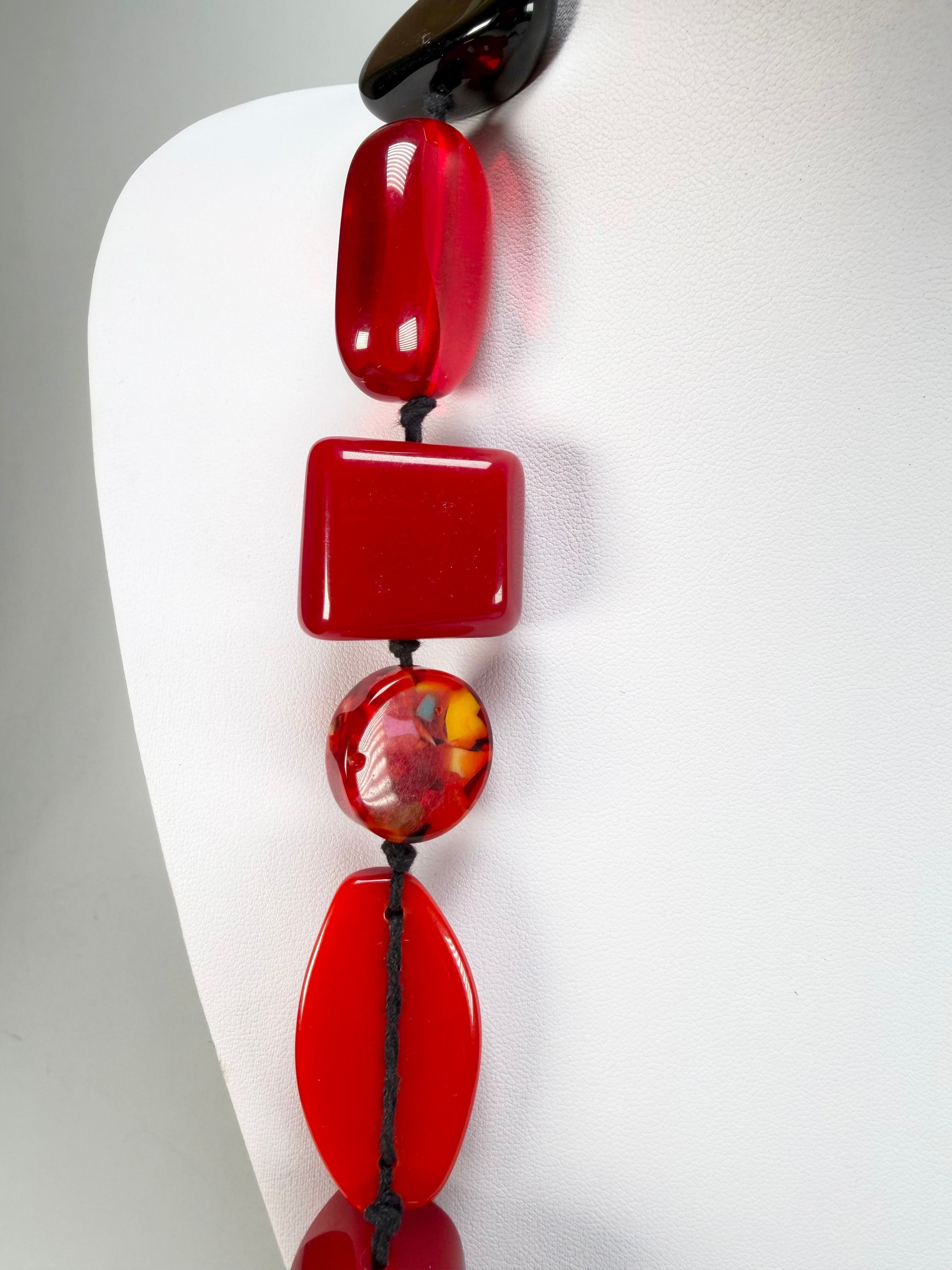 Jackie Brazil "Indiana" Passion Mix Multi-Bead Long Resin 110cm Necklace ( N0038 )