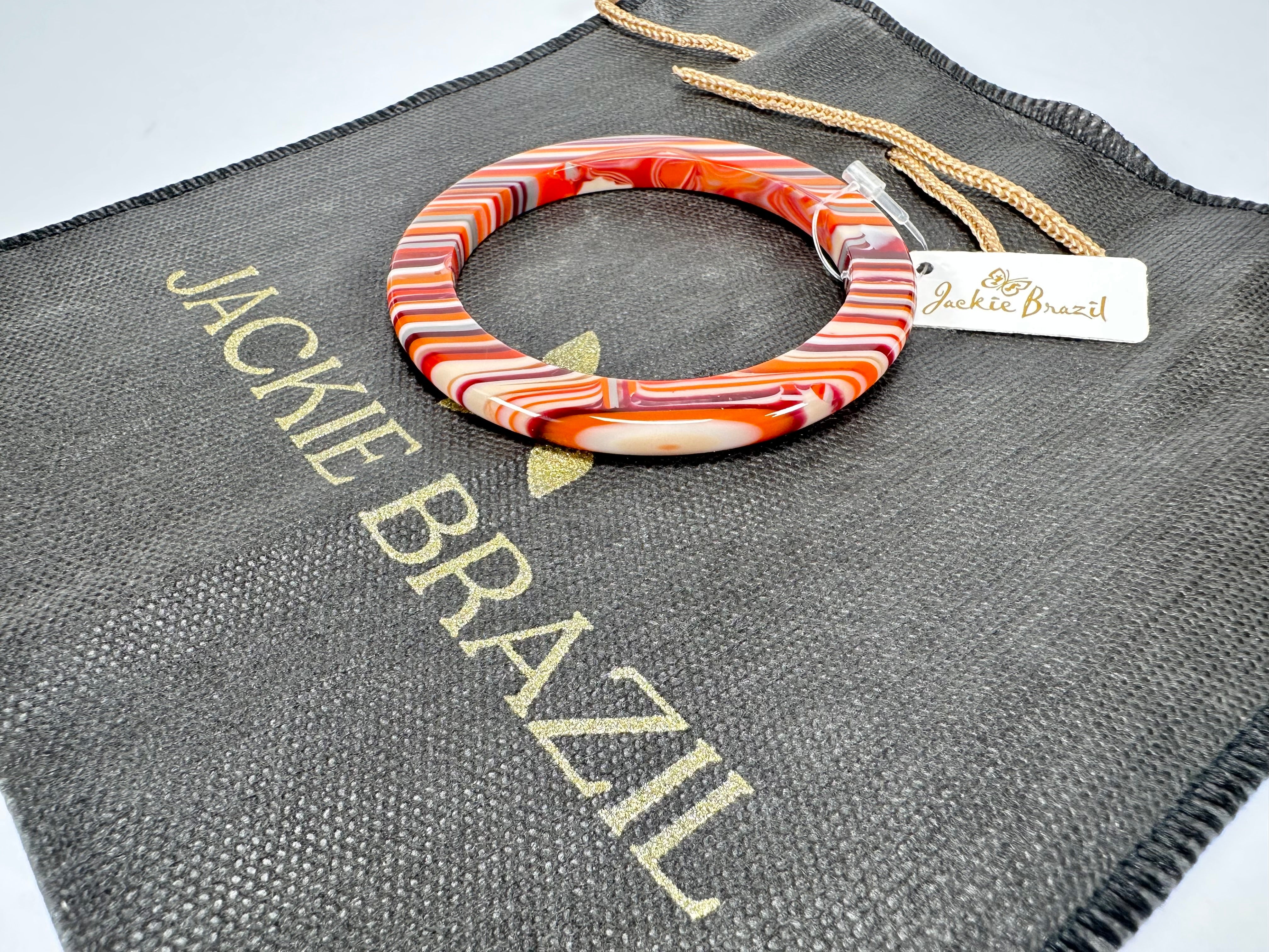Jackie Brazil "Olympic Circles" Liquorice Allsorts Orange Mix 0.5cm Resin Bangle ( B2336 )