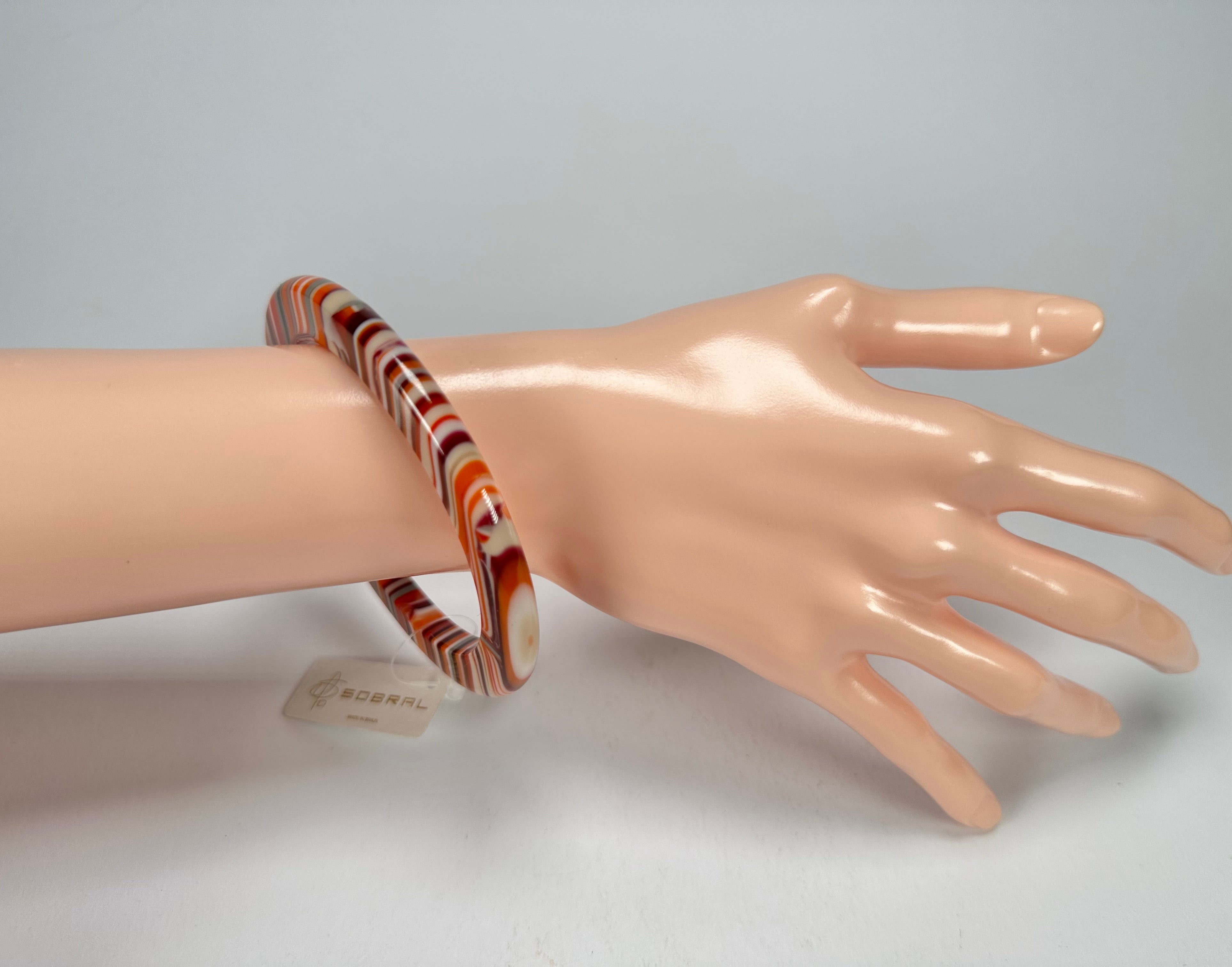 Jackie Brazil "Olympic Circles" Liquorice Allsorts Orange Mix 0.5cm Resin Bangle ( B2336 )