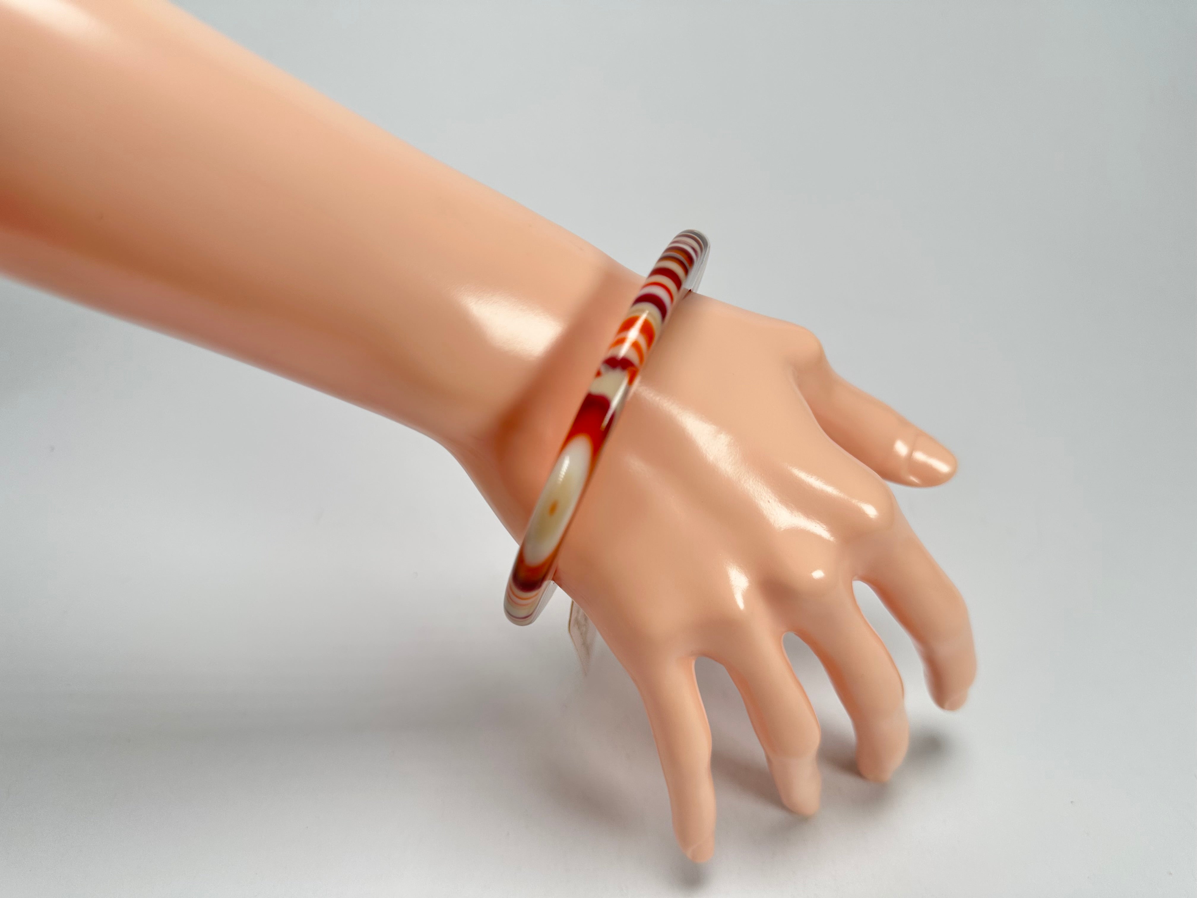 Jackie Brazil "Olympic Circles" Liquorice Allsorts Orange Mix 0.5cm Resin Bangle ( B2336 )