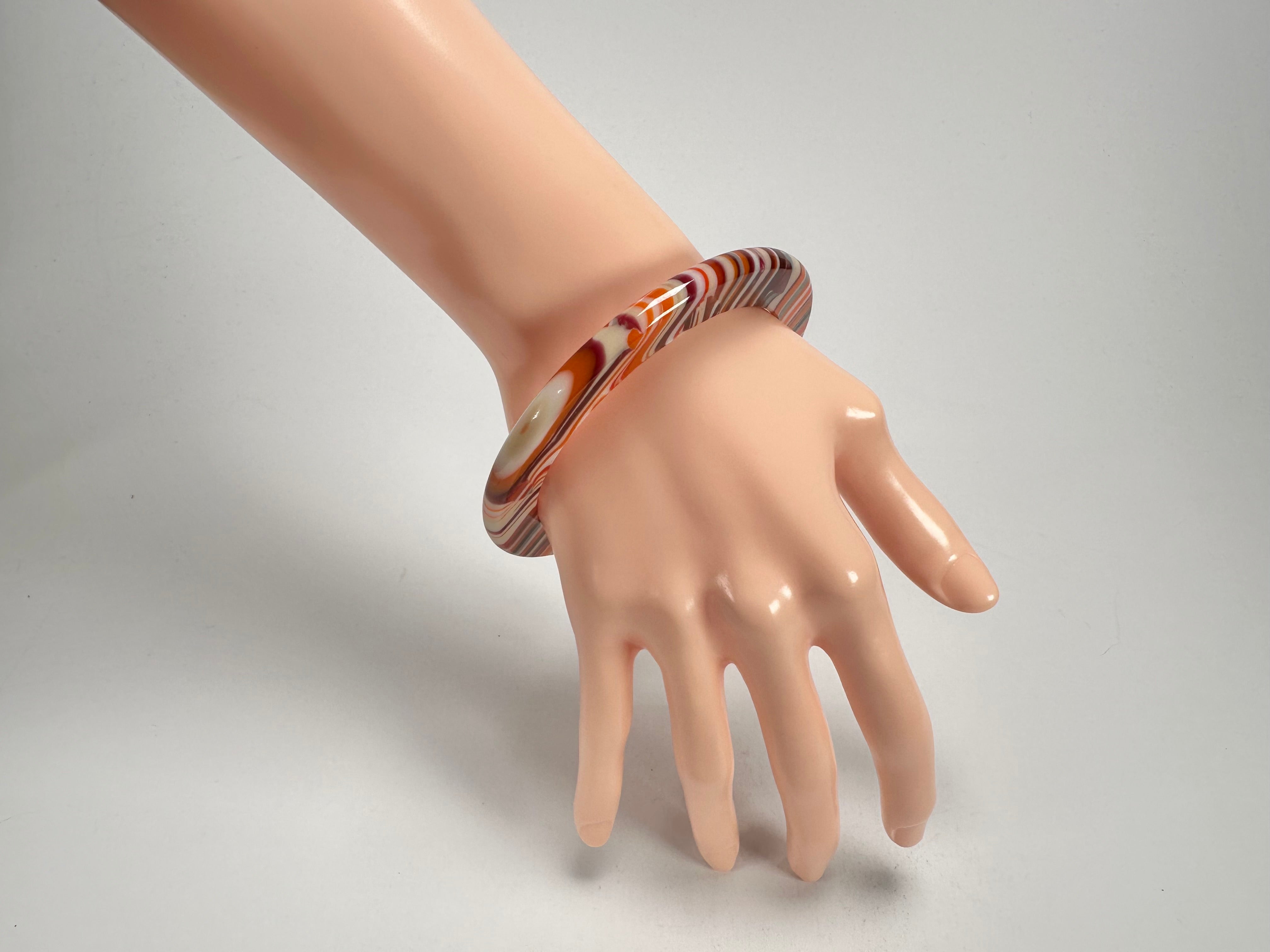 Jackie Brazil "Olympic Circles" Liquorice Allsorts Orange Mix 0.5cm Resin Bangle ( B2336 )