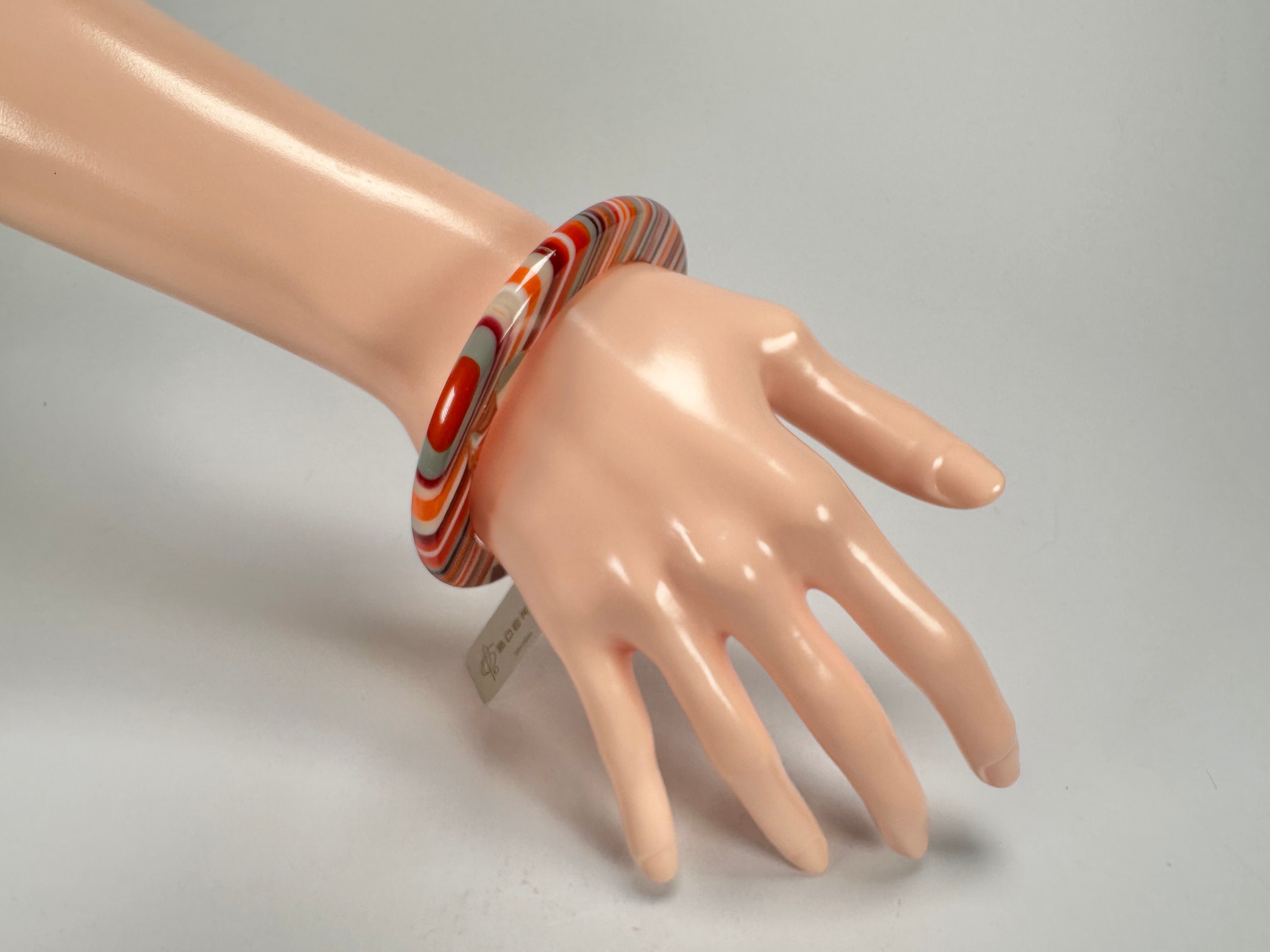 Jackie Brazil "Olympic Circles" Liquorice Allsorts Orange Mix 0.5cm Resin Bangle ( B2336 )