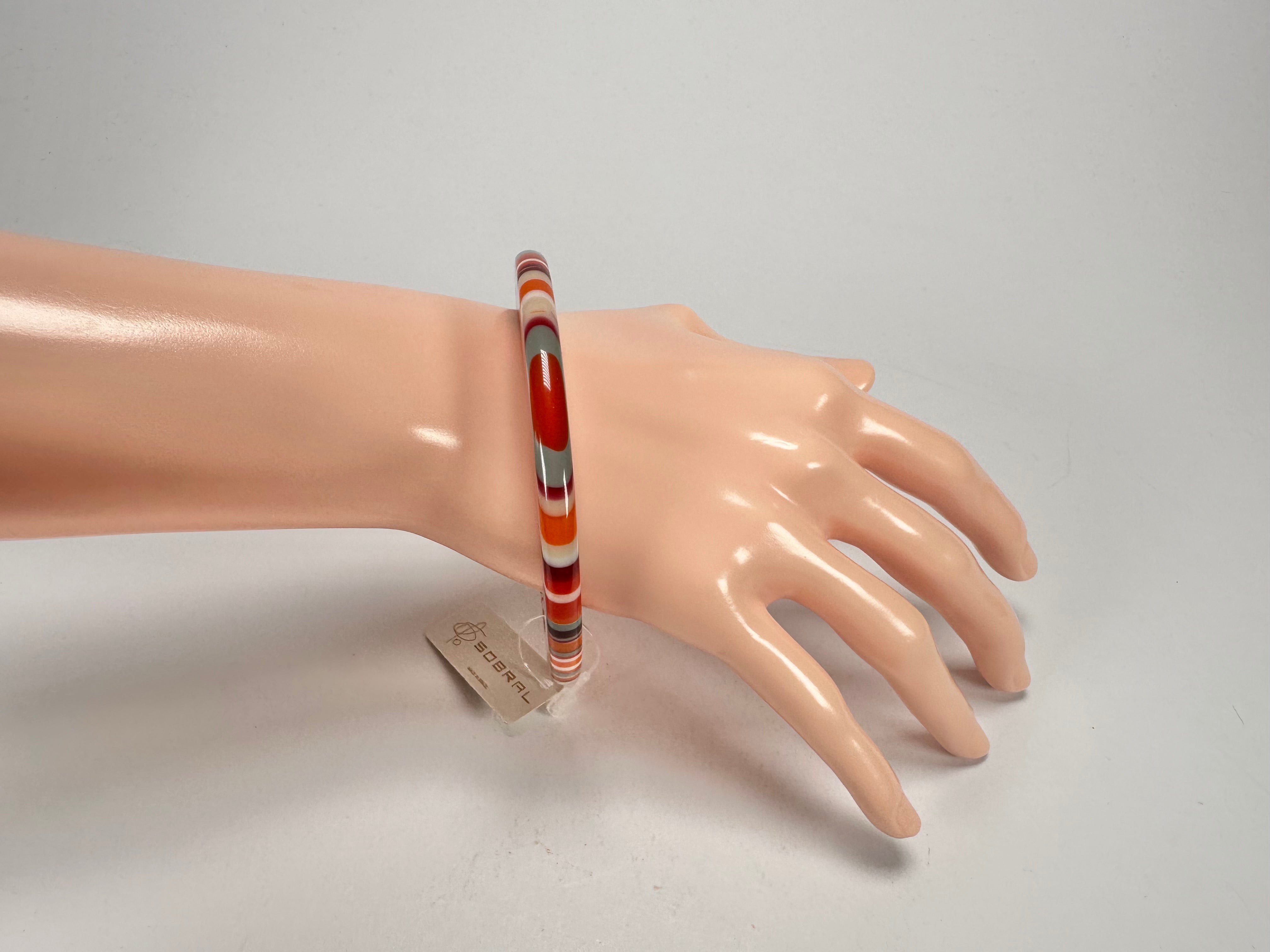 Jackie Brazil "Olympic Circles" Liquorice Allsorts Orange Mix 0.5cm Resin Bangle ( B2336 )