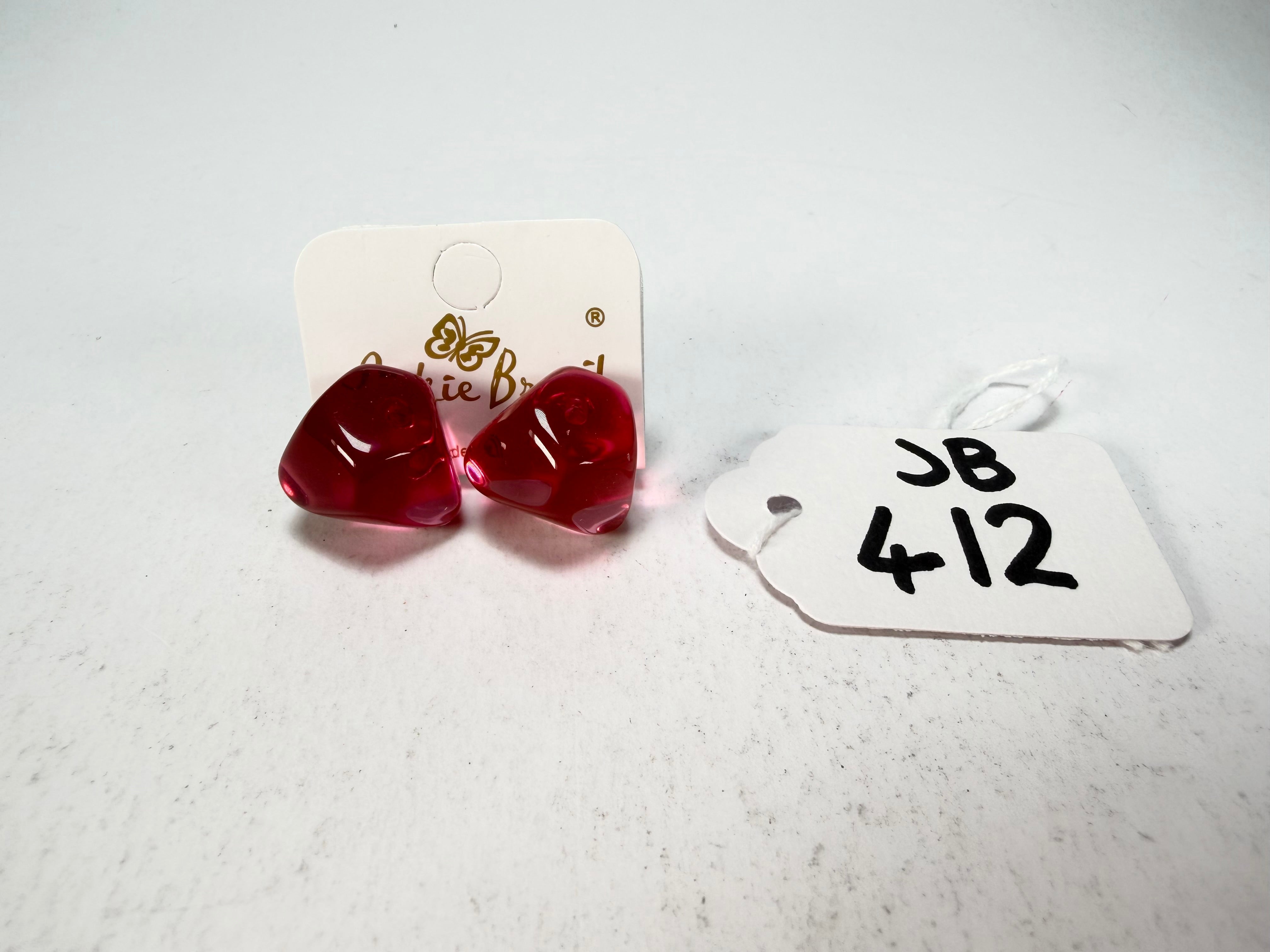 Jackie Brazil "Camille" Dark Pink Transparent Abstract Resin Earrings ( E1053 )