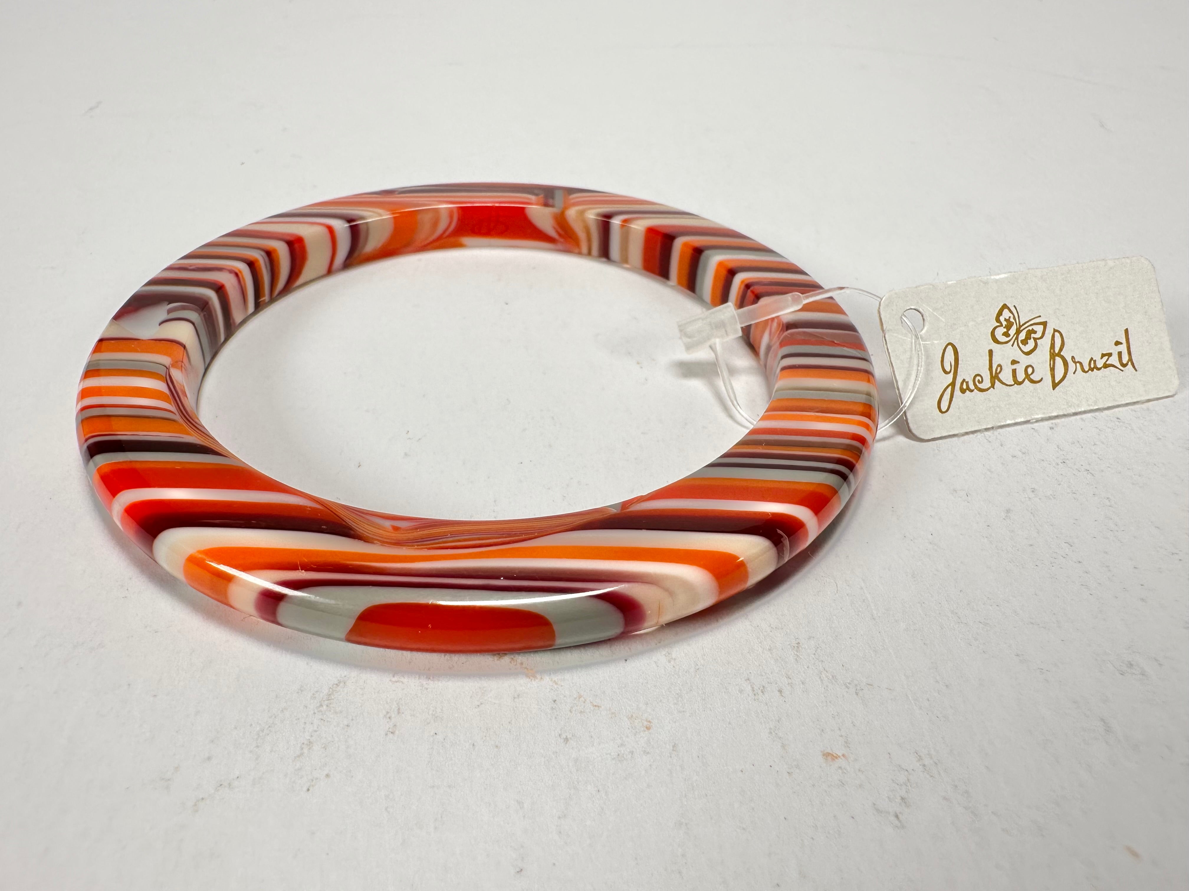 Jackie Brazil "Olympic Circles" Liquorice Allsorts Orange Mix 0.5cm Resin Bangle ( B2336 )