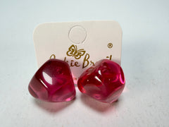 Jackie Brazil "Camille" Dark Pink Transparent Abstract Resin Earrings ( E1053 )