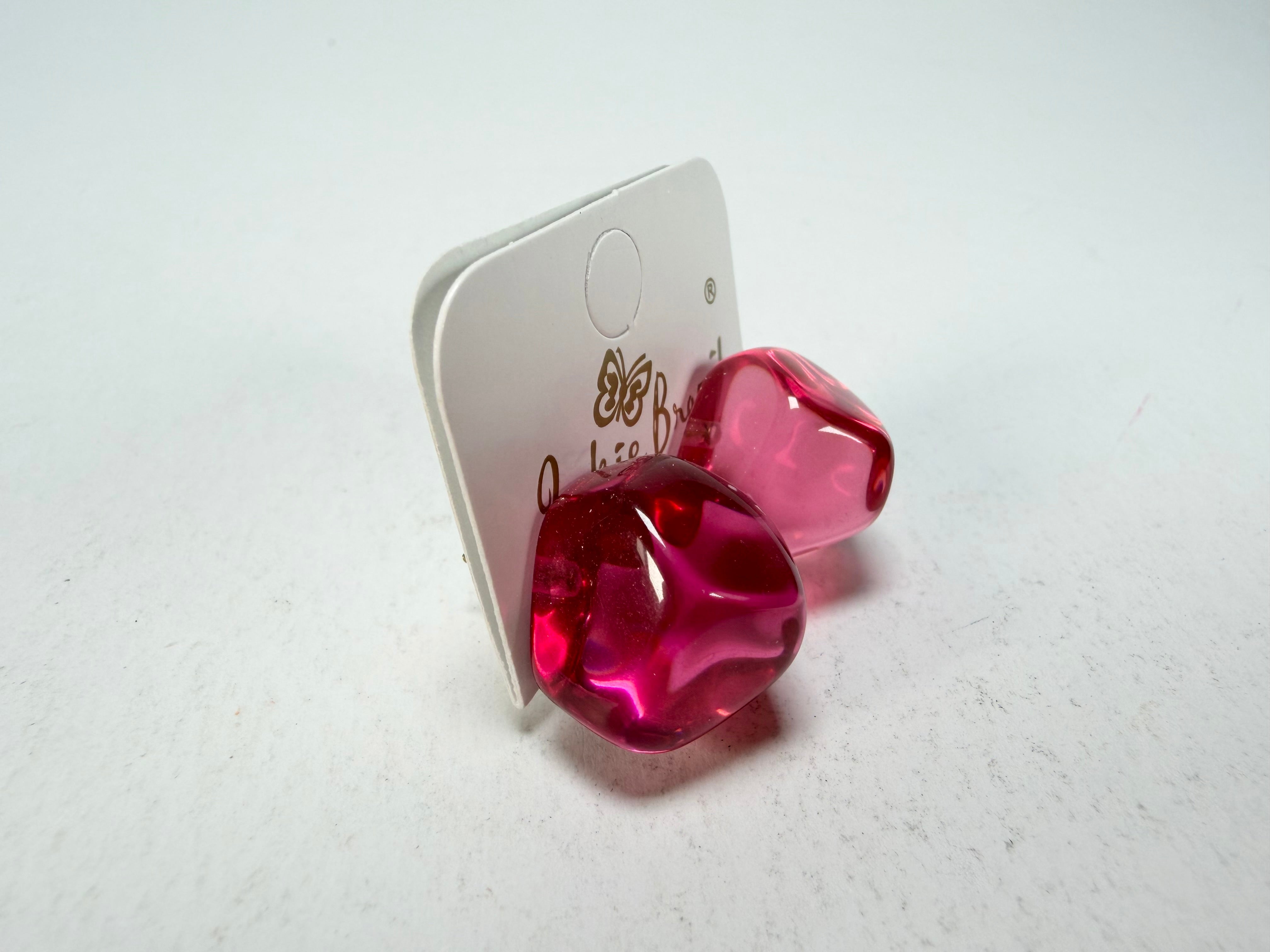 Jackie Brazil "Camille" Dark Pink Transparent Abstract Resin Earrings ( E1053 )