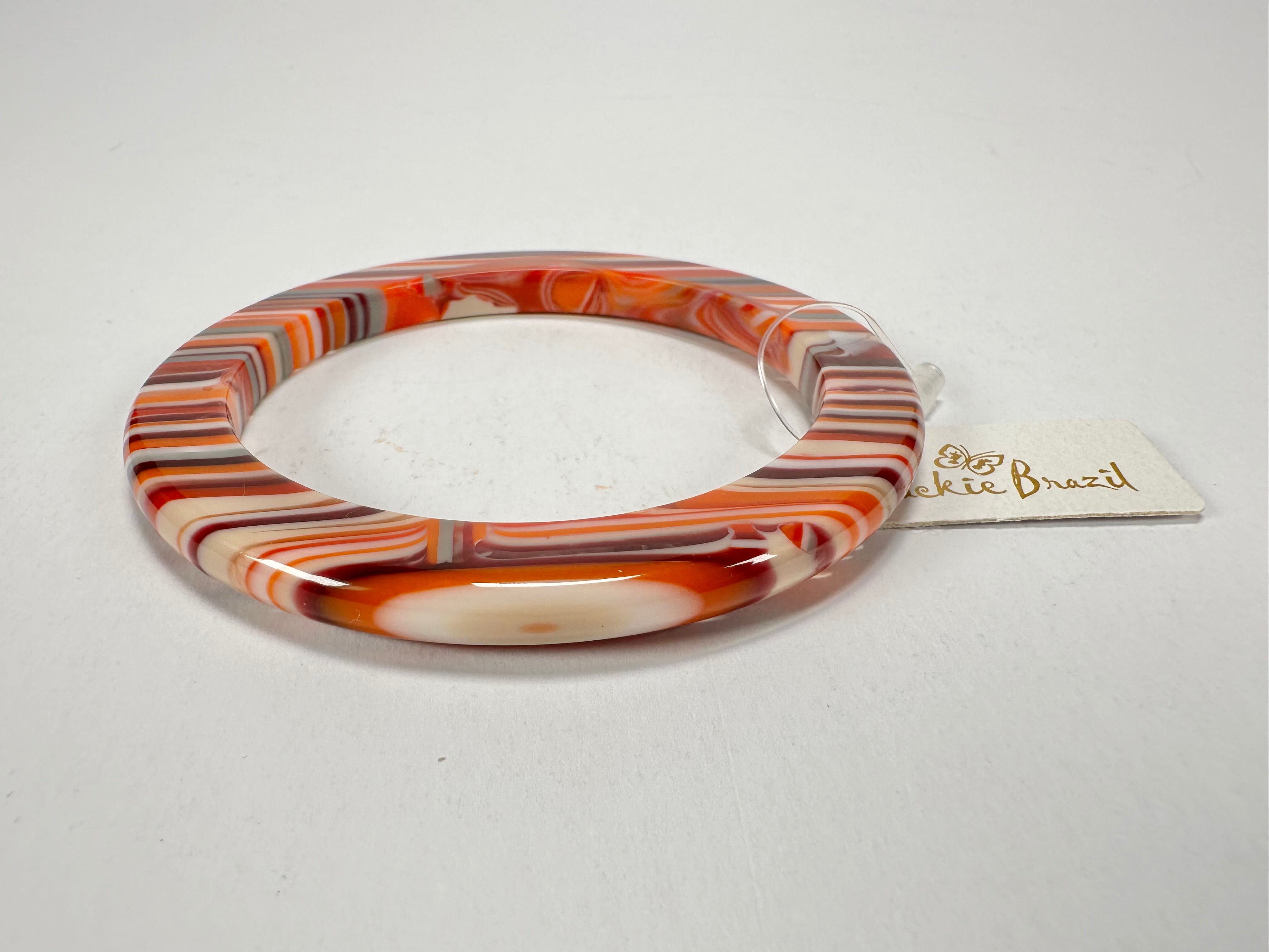 Jackie Brazil "Olympic Circles" Liquorice Allsorts Orange Mix 0.5cm Resin Bangle ( B2336 )