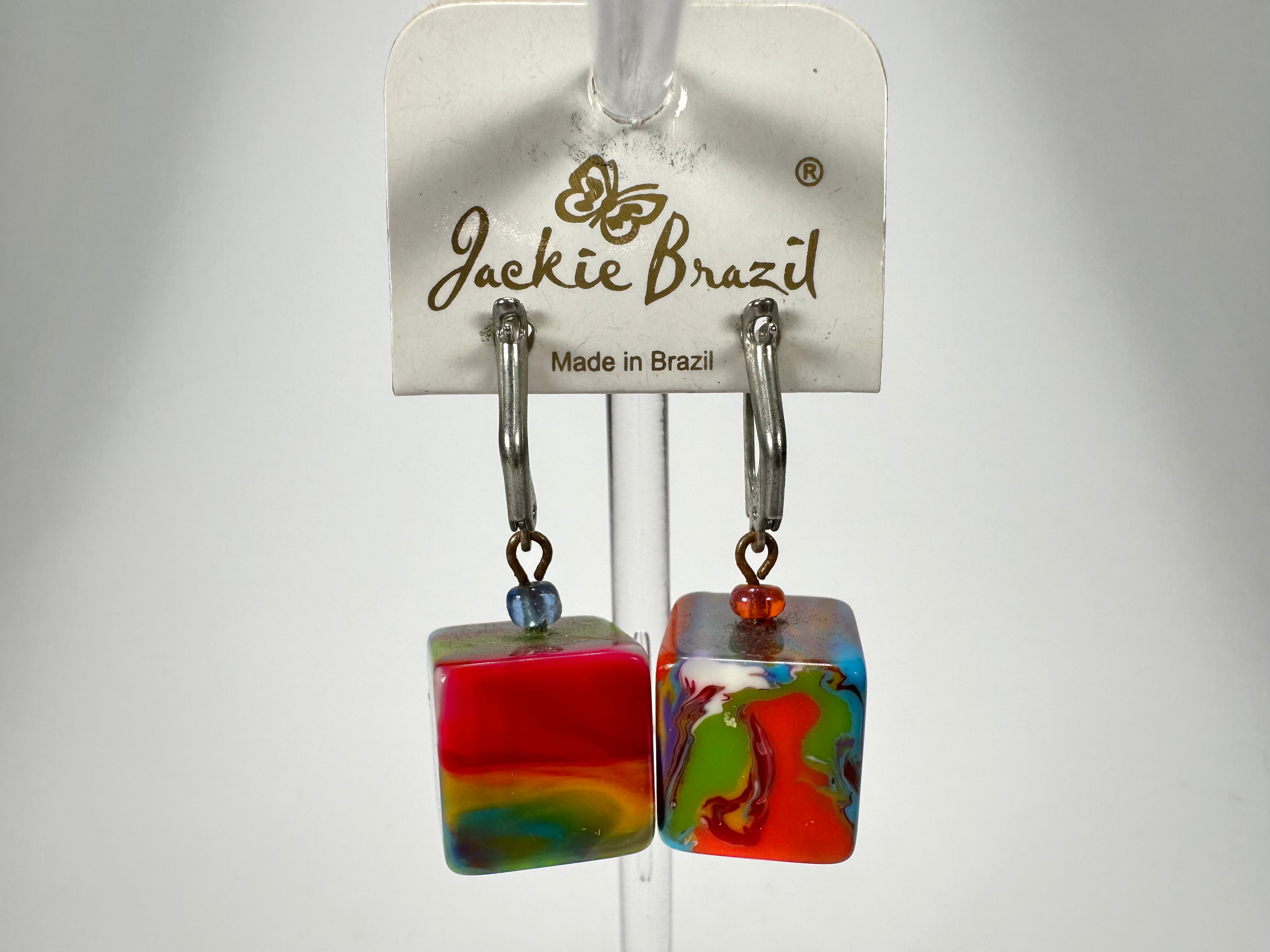 Jackie Brazil "Liquorice Cube" Kandinsky Allsorts Resin Earrings ( E0126 )