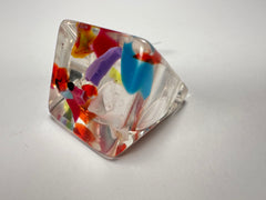 Jackie Brazil "Cascade" Large Square Resin Ring ( R1715 ) Size UK P / USA 7.5