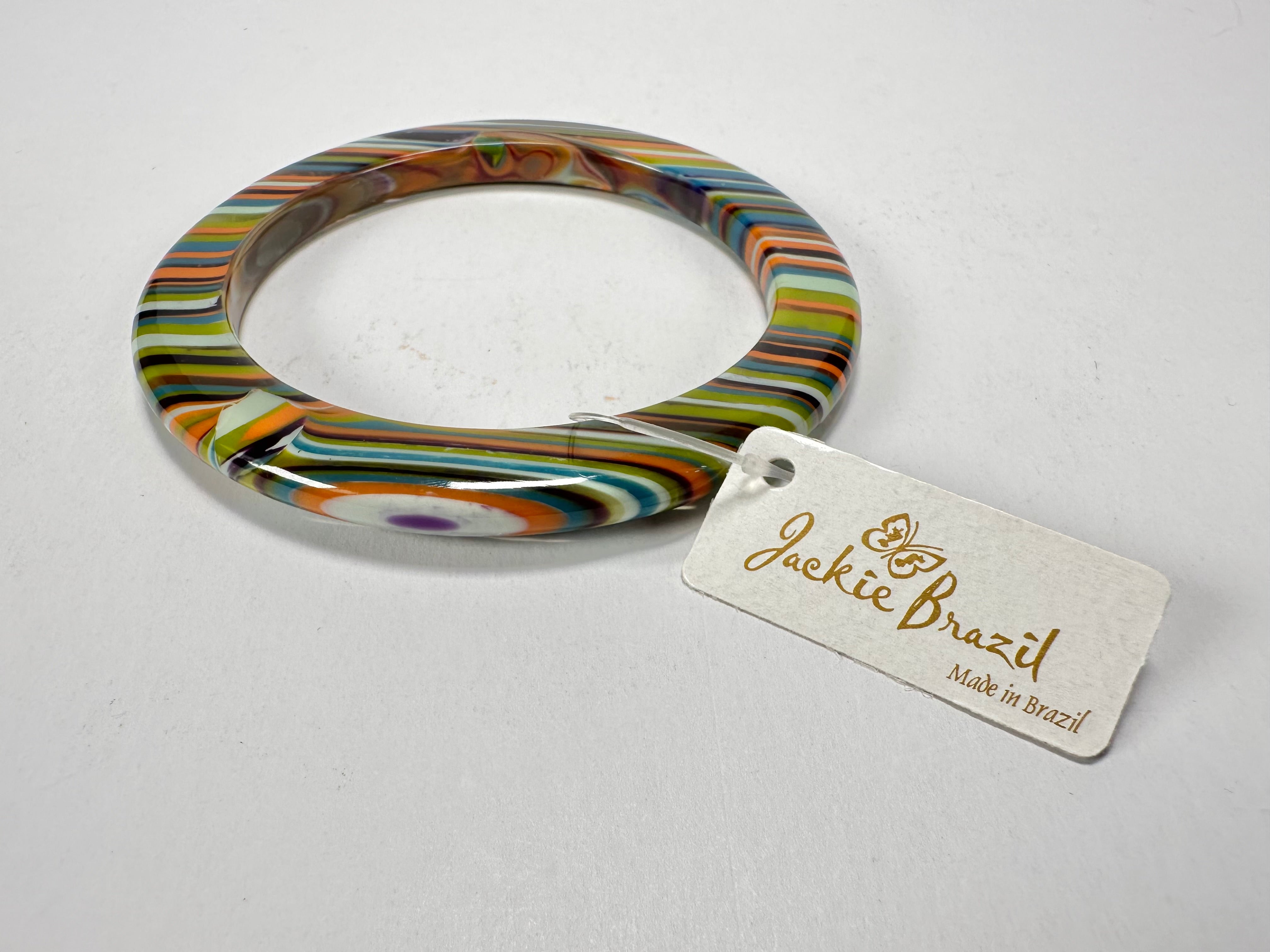 Jackie Brazil "Olympic Circles" Liquorice Allsorts Winter Colour 0.5cm Resin Bangle ( B2336 )