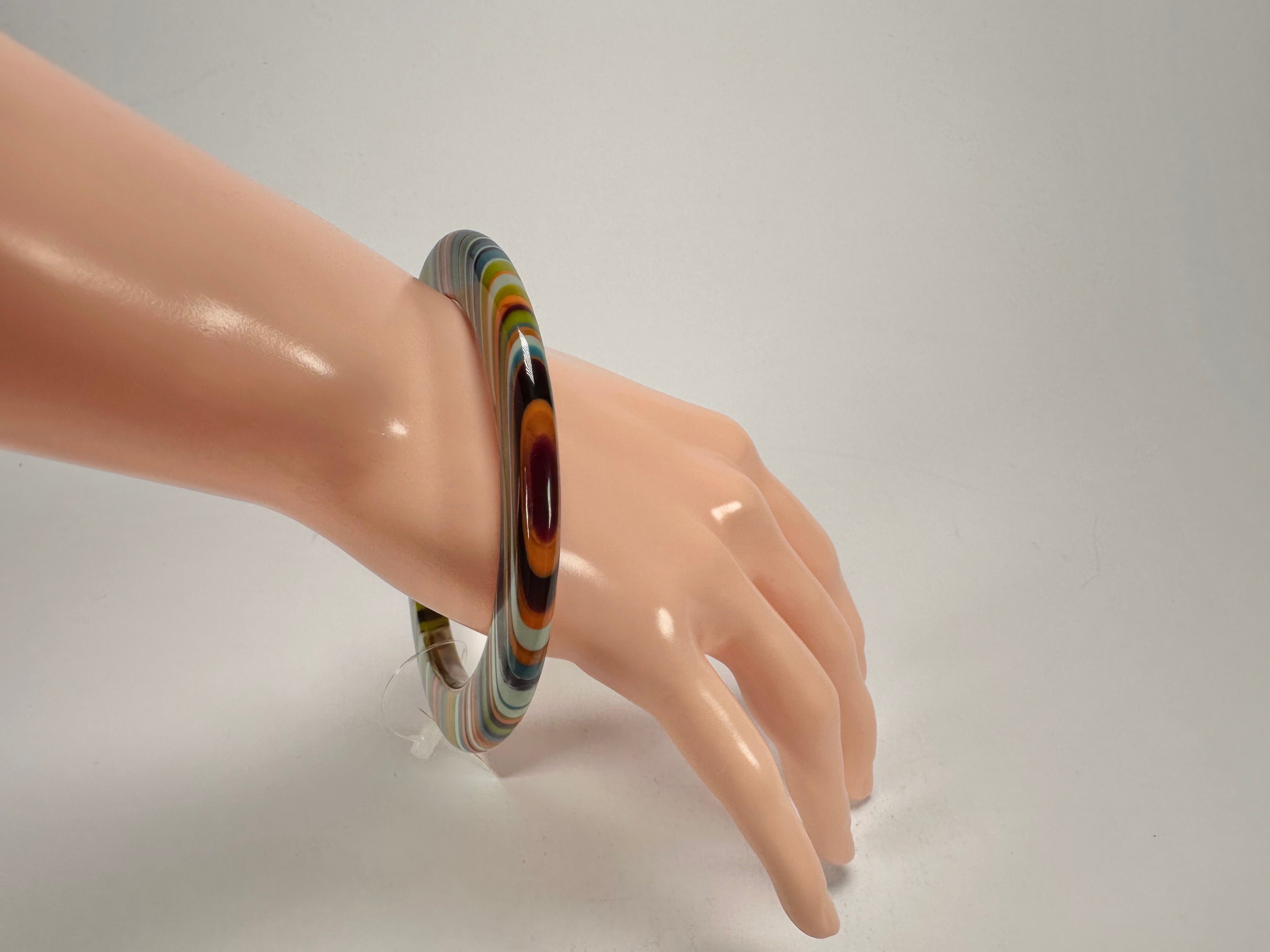 Jackie Brazil "Olympic Circles" Liquorice Allsorts Winter Colour 0.5cm Resin Bangle ( B2336 )