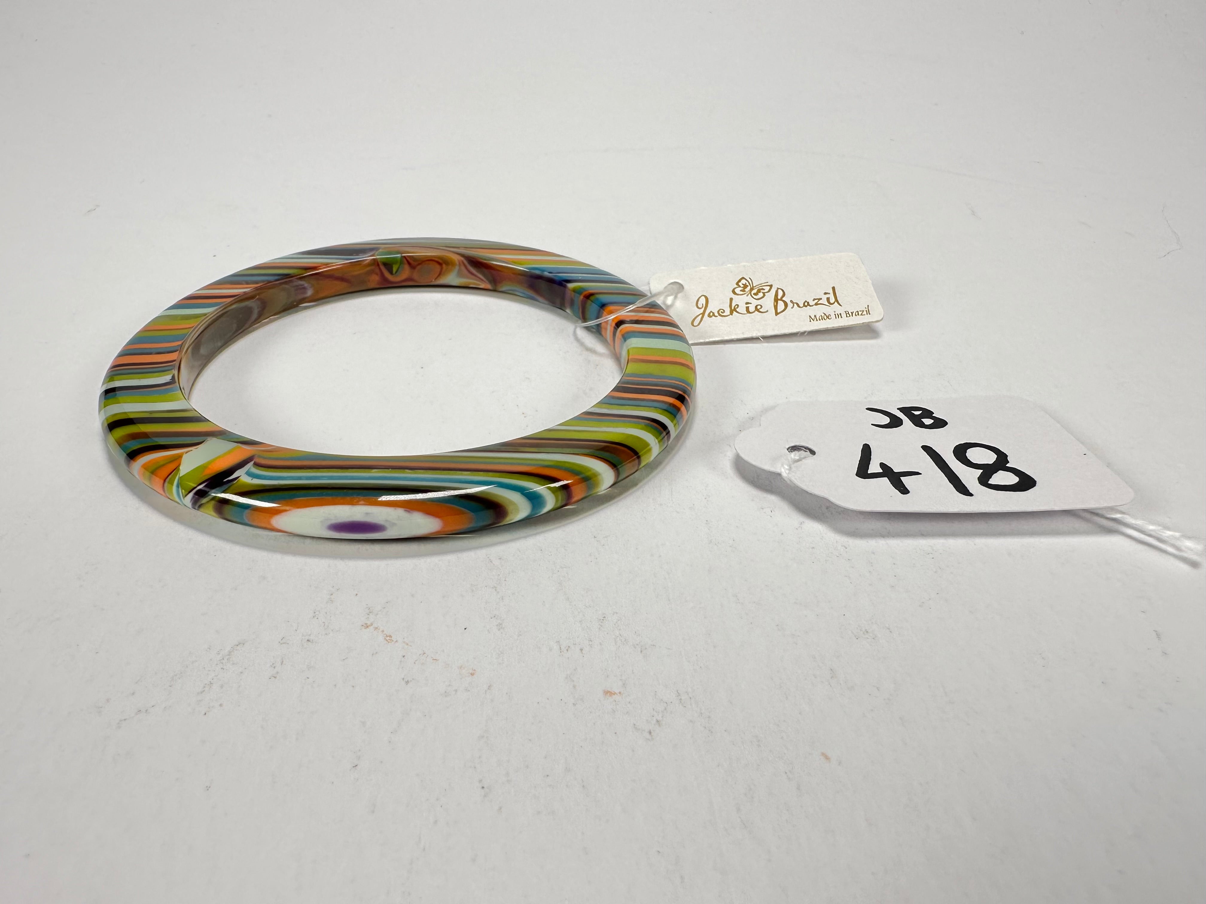 Jackie Brazil "Olympic Circles" Liquorice Allsorts Winter Colour 0.5cm Resin Bangle ( B2336 )