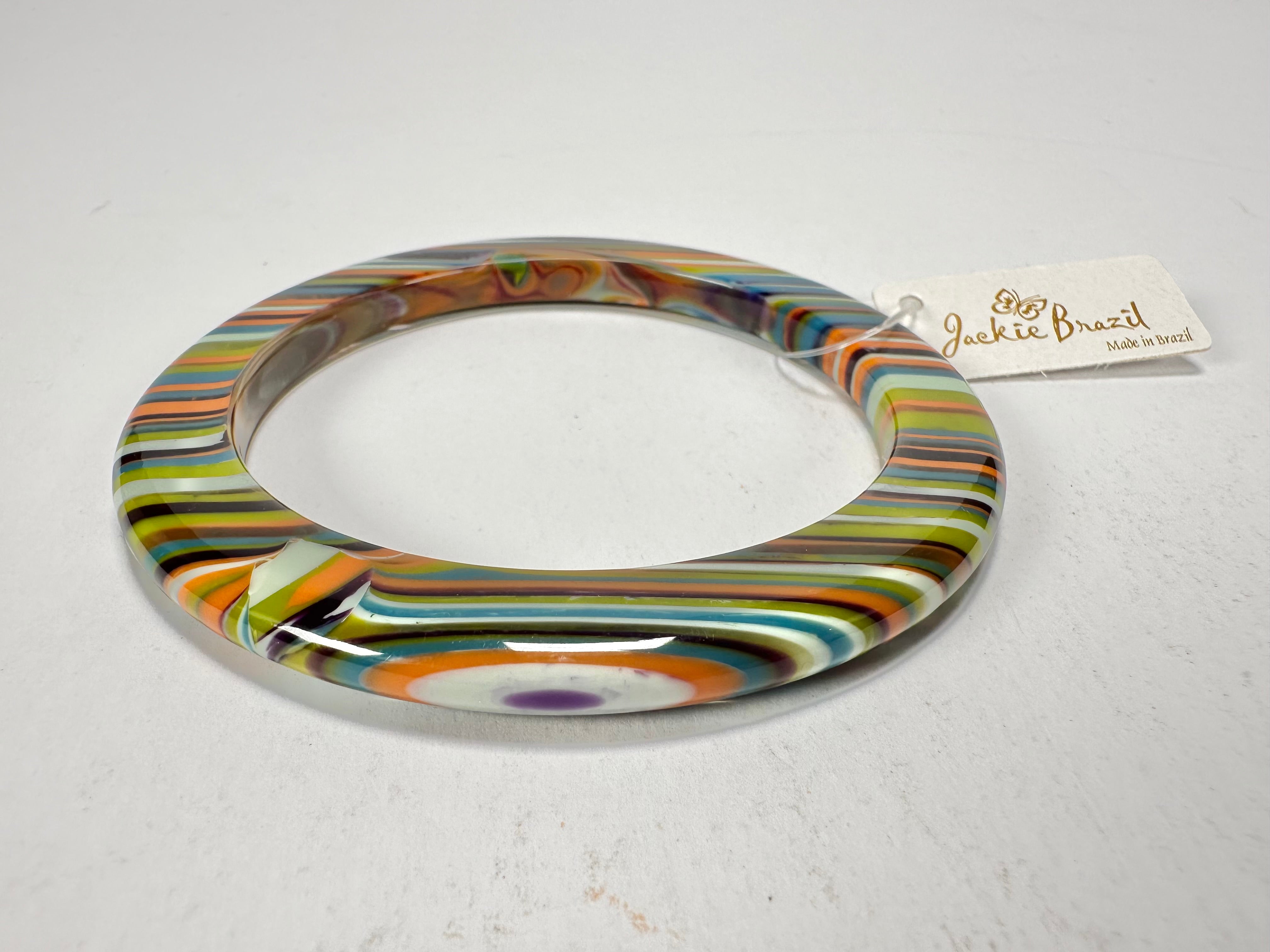Jackie Brazil "Olympic Circles" Liquorice Allsorts Winter Colour 0.5cm Resin Bangle ( B2336 )
