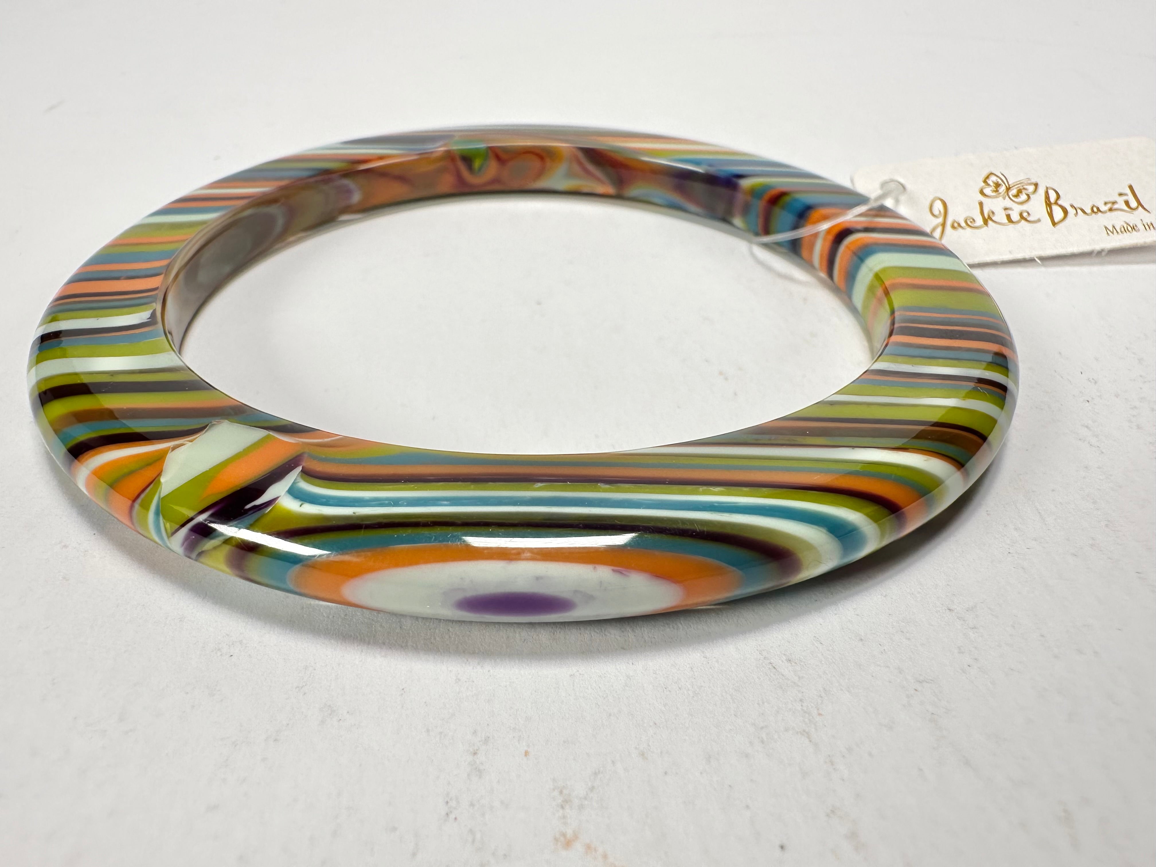 Jackie Brazil "Olympic Circles" Liquorice Allsorts Winter Colour 0.5cm Resin Bangle ( B2336 )