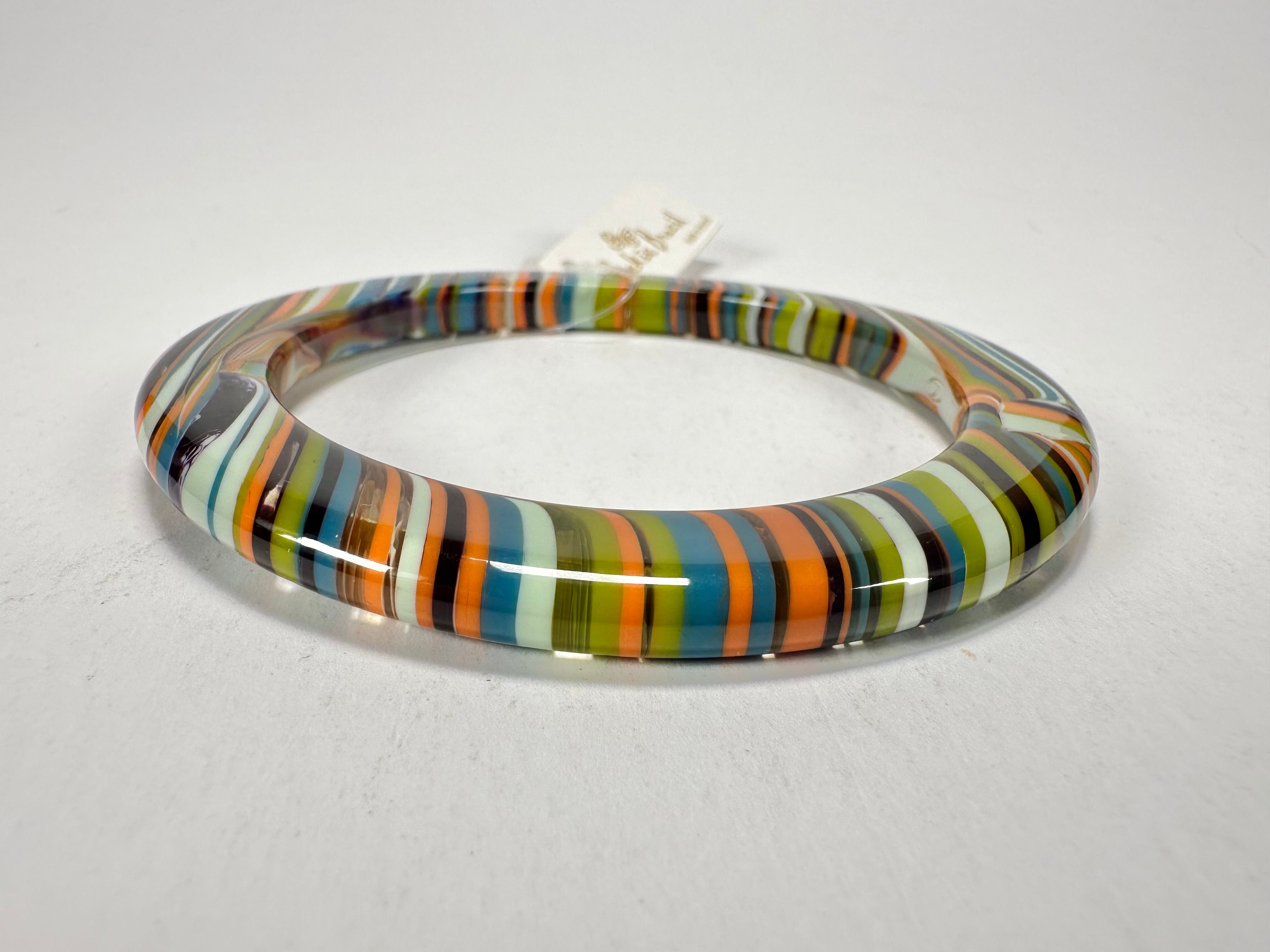 Jackie Brazil "Olympic Circles" Liquorice Allsorts Winter Colour 0.5cm Resin Bangle ( B2336 )