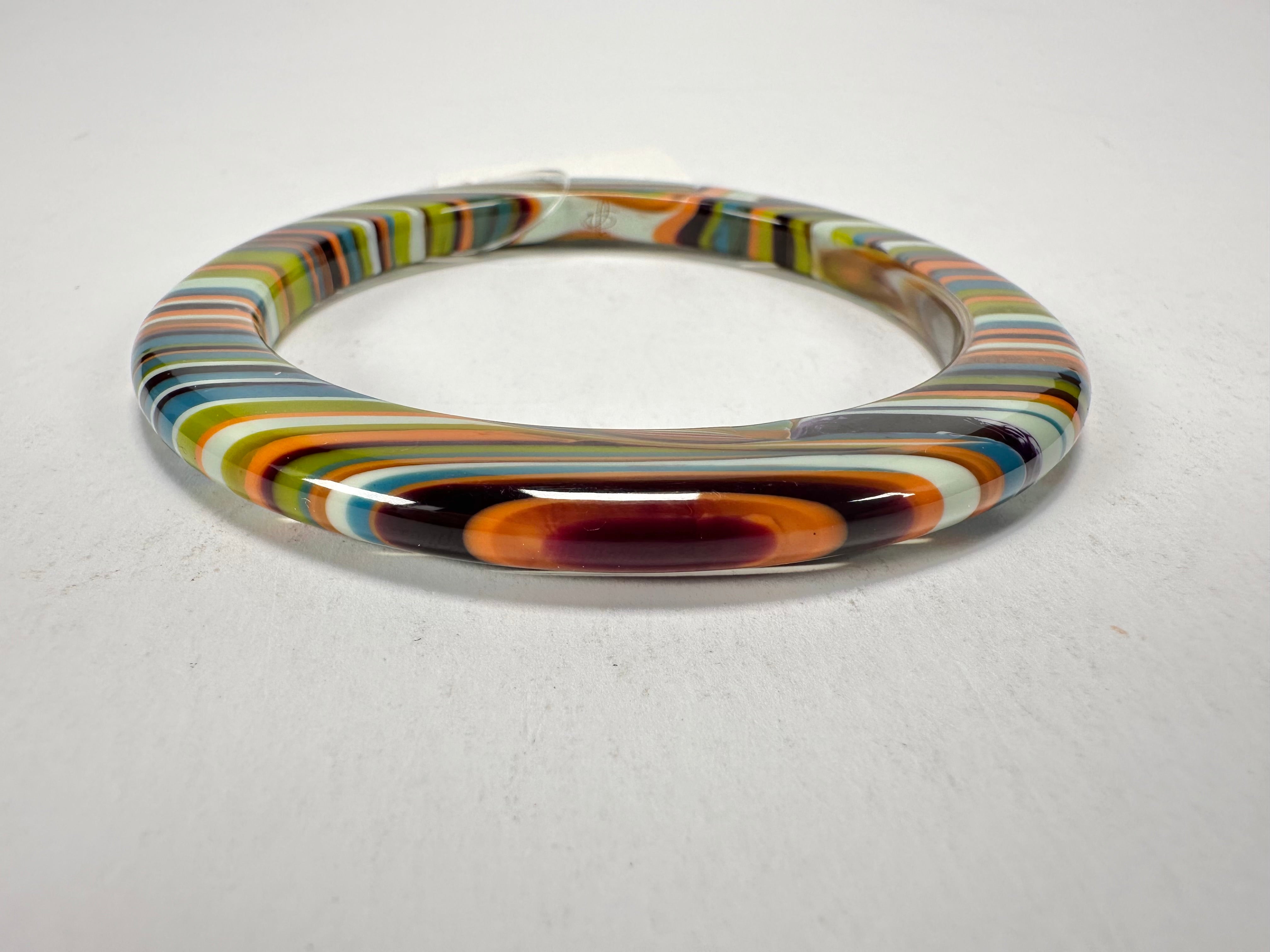 Jackie Brazil "Olympic Circles" Liquorice Allsorts Winter Colour 0.5cm Resin Bangle ( B2336 )