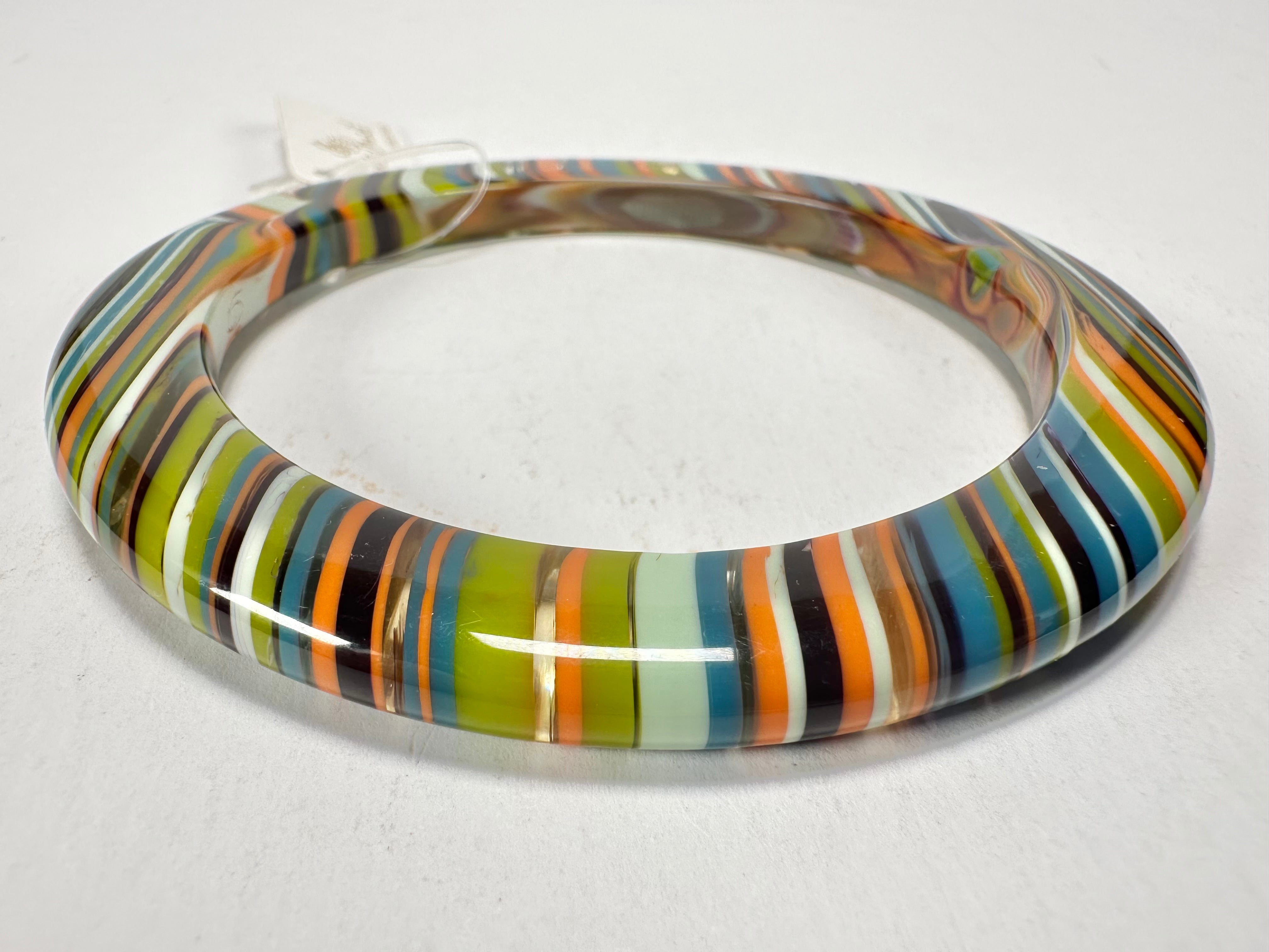 Jackie Brazil "Olympic Circles" Liquorice Allsorts Winter Colour 0.5cm Resin Bangle ( B2336 )