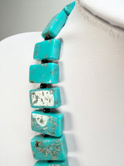 Jackie Brazil "Romeo" Turquoise Linked Rectangle Beads Necklace ( N0034 )