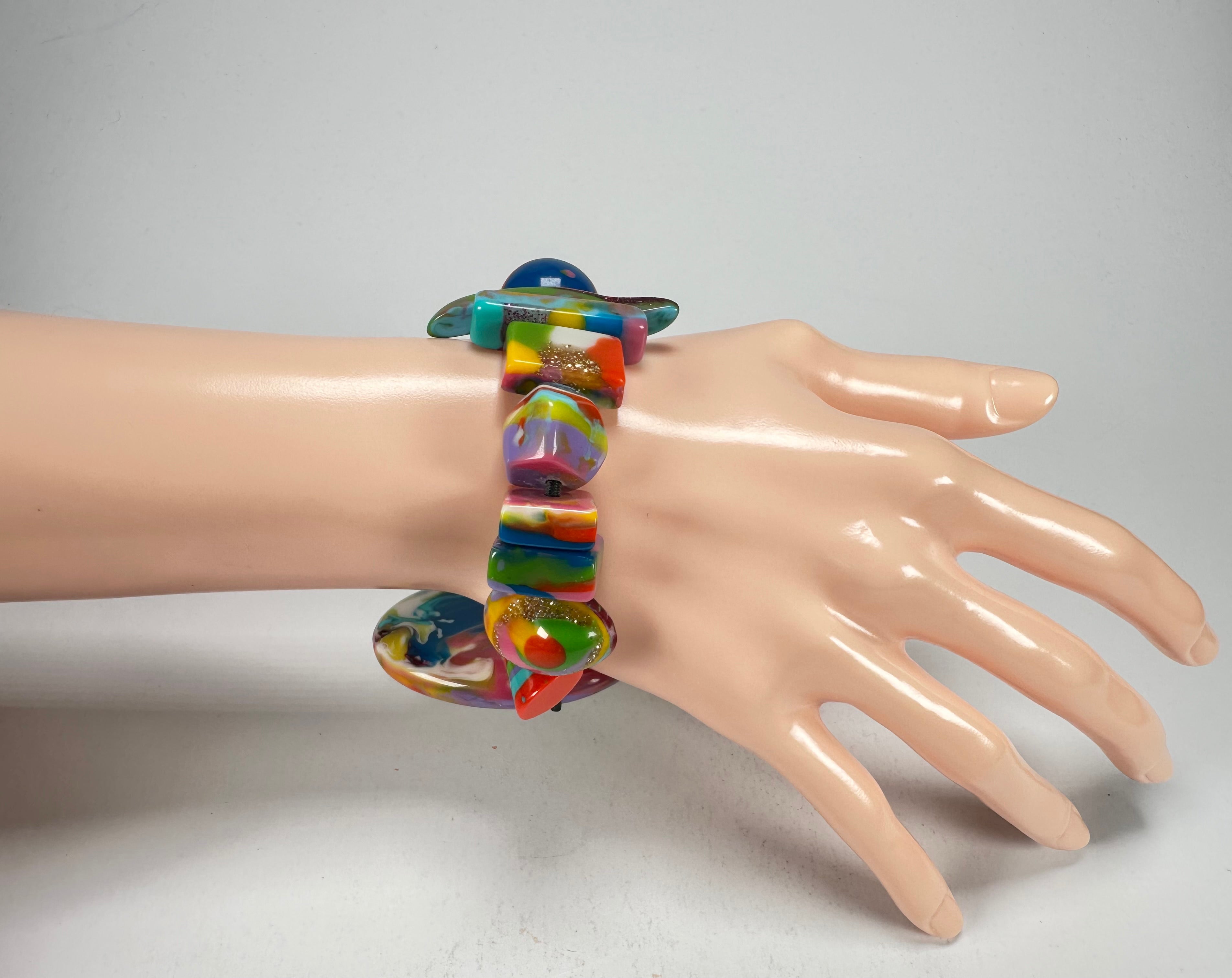 Jackie Brazil "Fusion" Mix Colours Multi Bead Resin Bracelet ( B0050 )