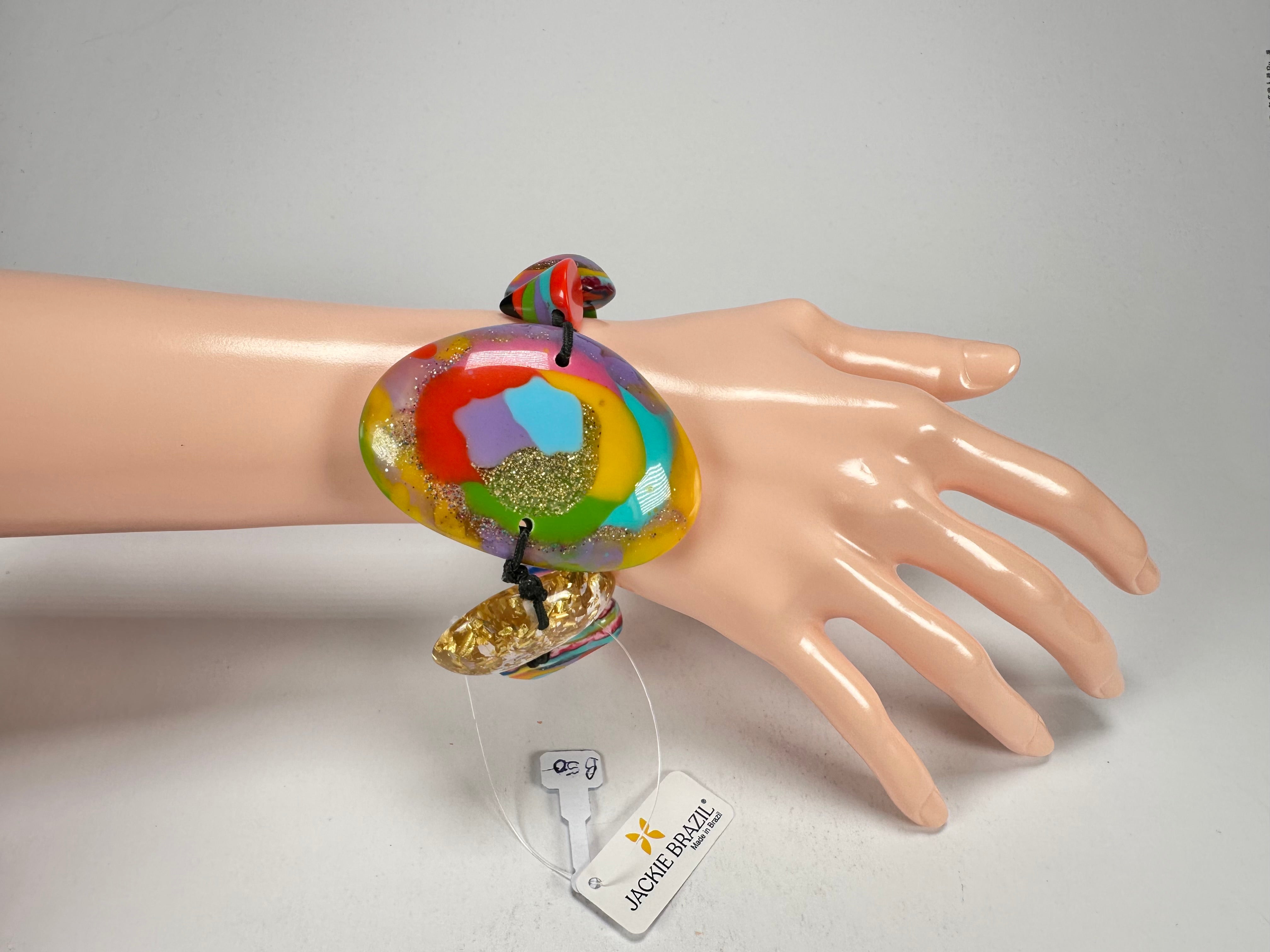 Jackie Brazil "Fusion" Mix Colours Multi Bead Resin Bracelet ( B0050 )